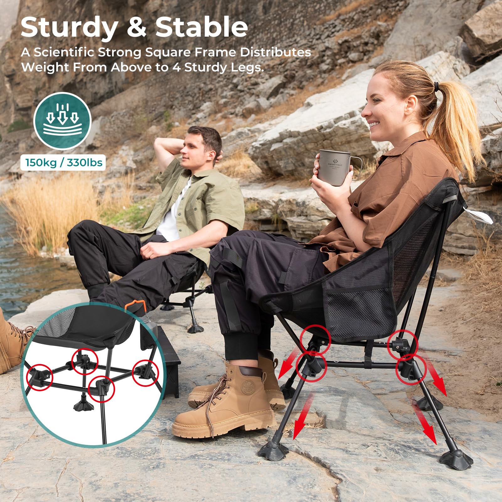 ATEPA chair in use at beach sunset offering relaxed low-profile seating