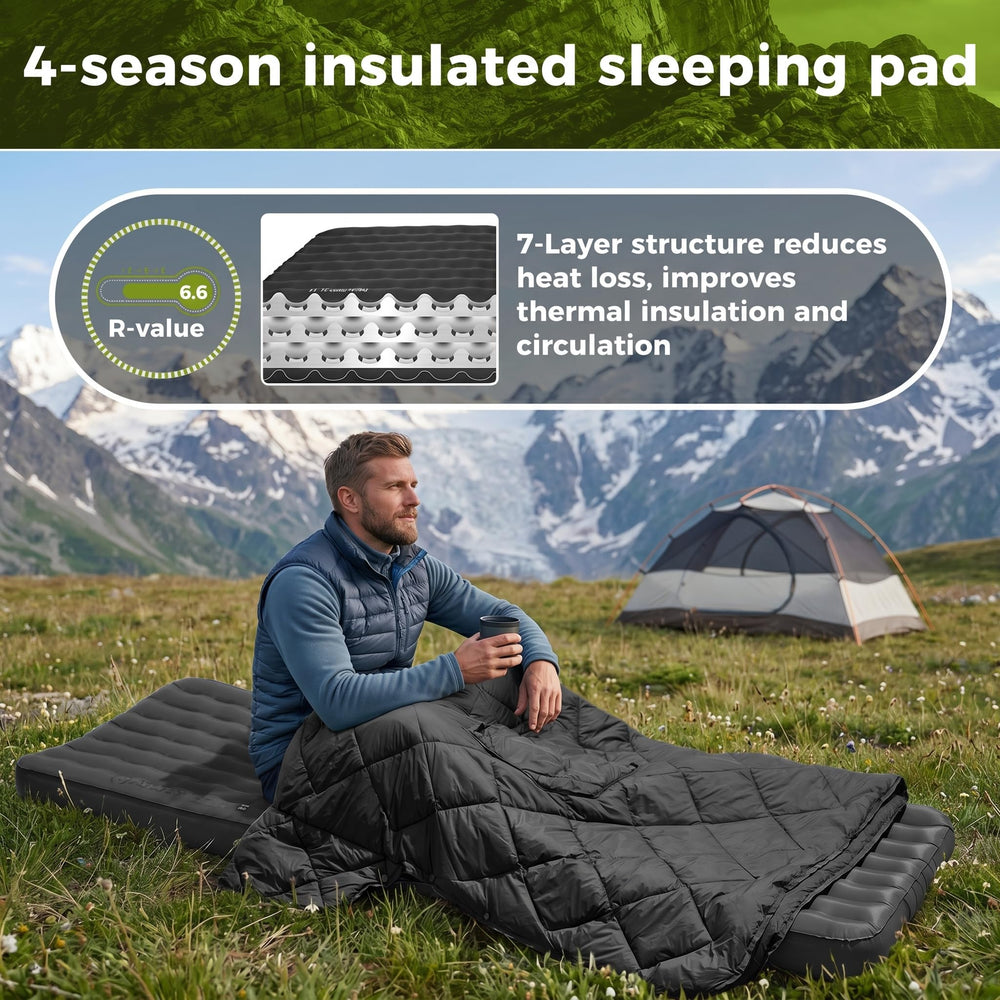 ATEPA sleeping pad inside tent illustrating comfort and insulated surface