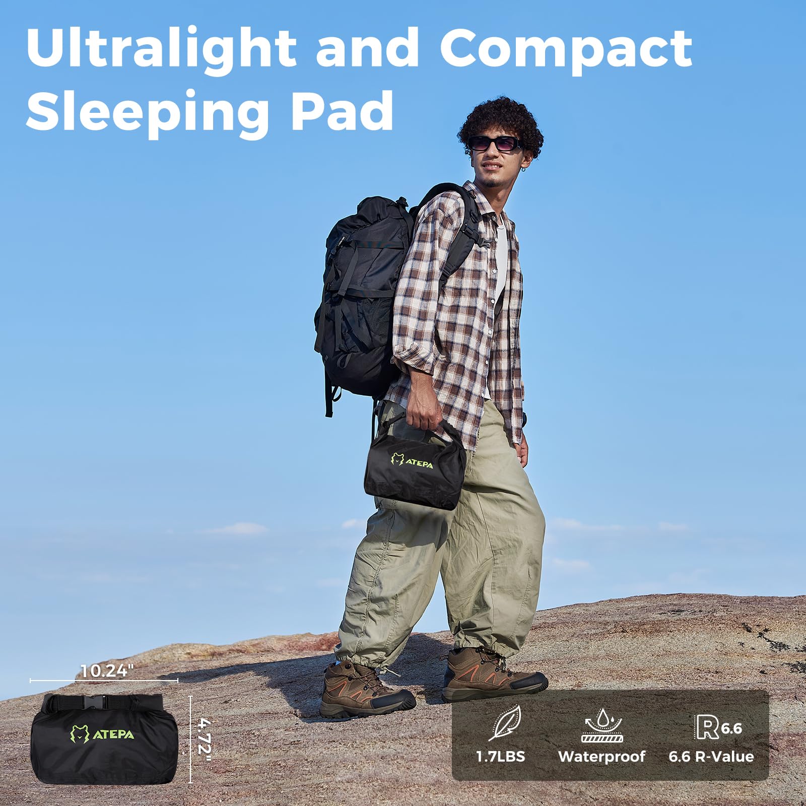ATEPA scale comparison with water bottle to show lightweight portability