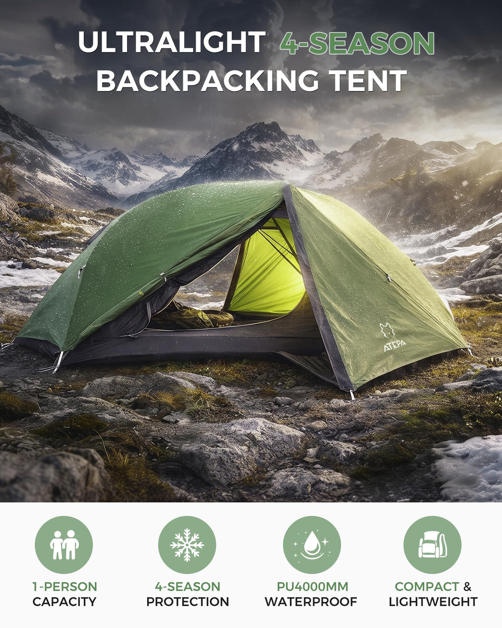 ATEPA close-up of 20D nylon seam illustrating waterproof durability benefit