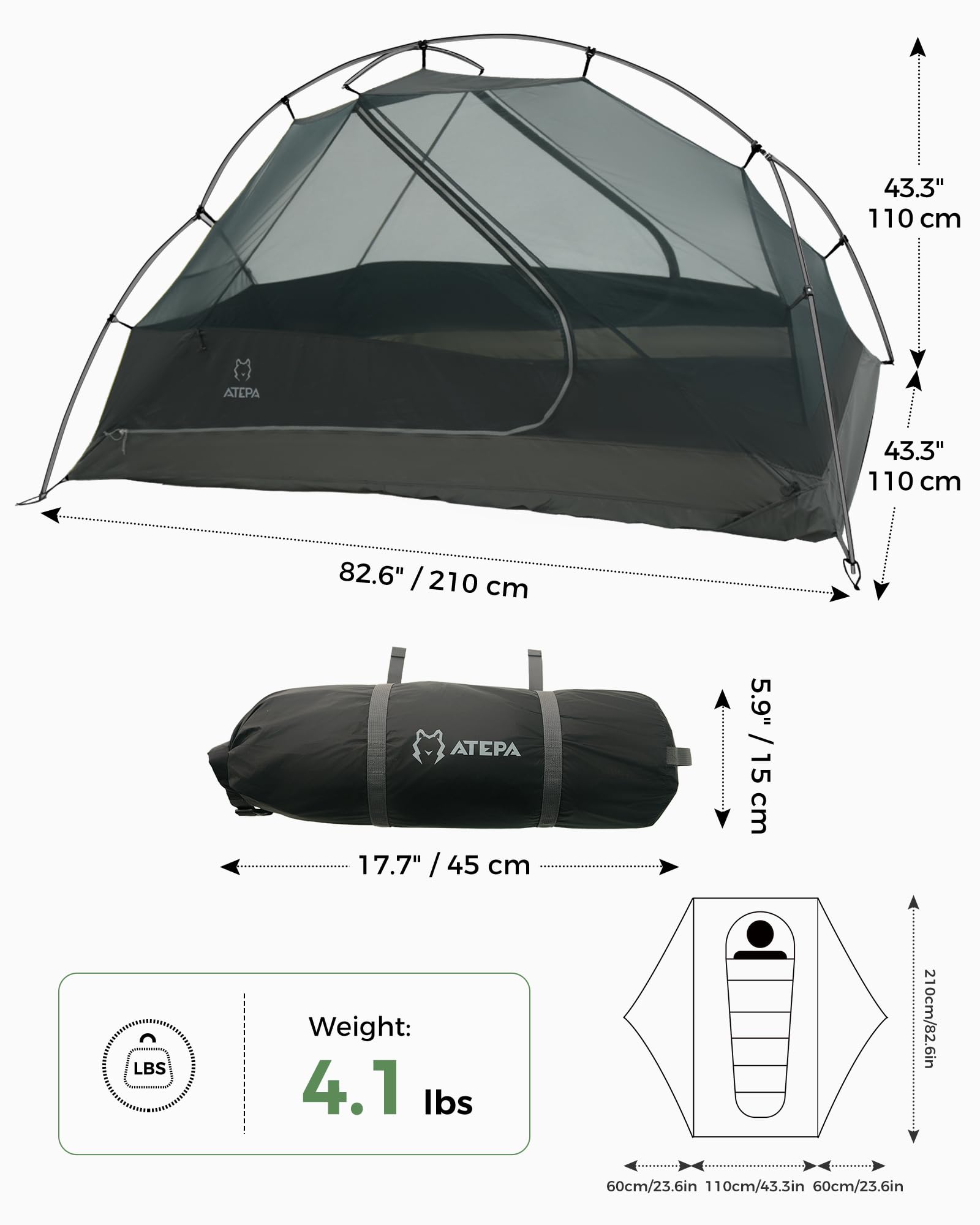 ATEPA vestibule set up with trekking poles creating extra covered storage benefit
