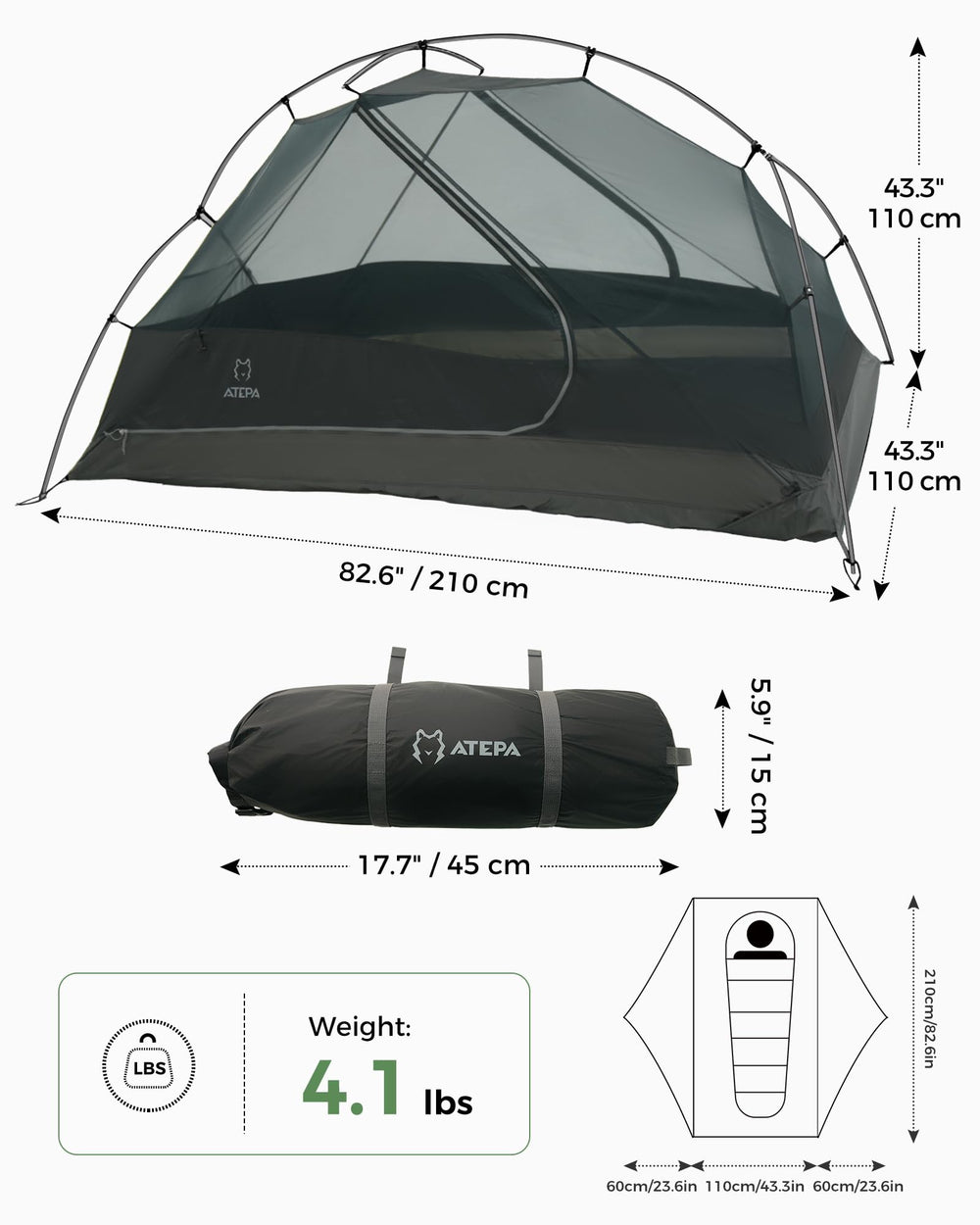 ATEPA vestibule set up with trekking poles creating extra covered storage benefit