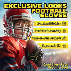 ATERCEL gloves in use as child catches a football demonstrating improved control