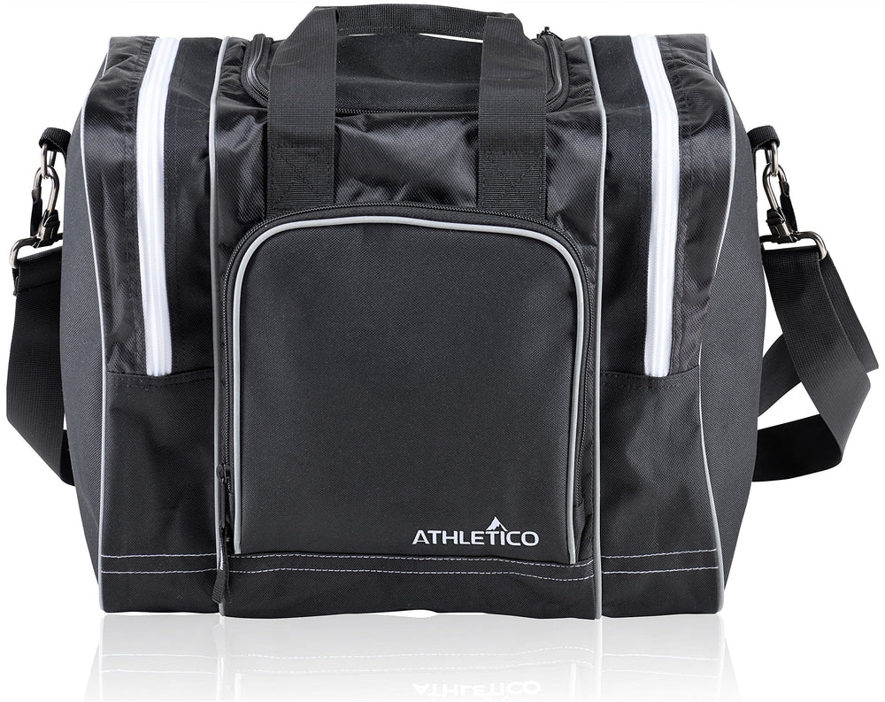 Athletico front view of single-ball bag showing compact protection and style