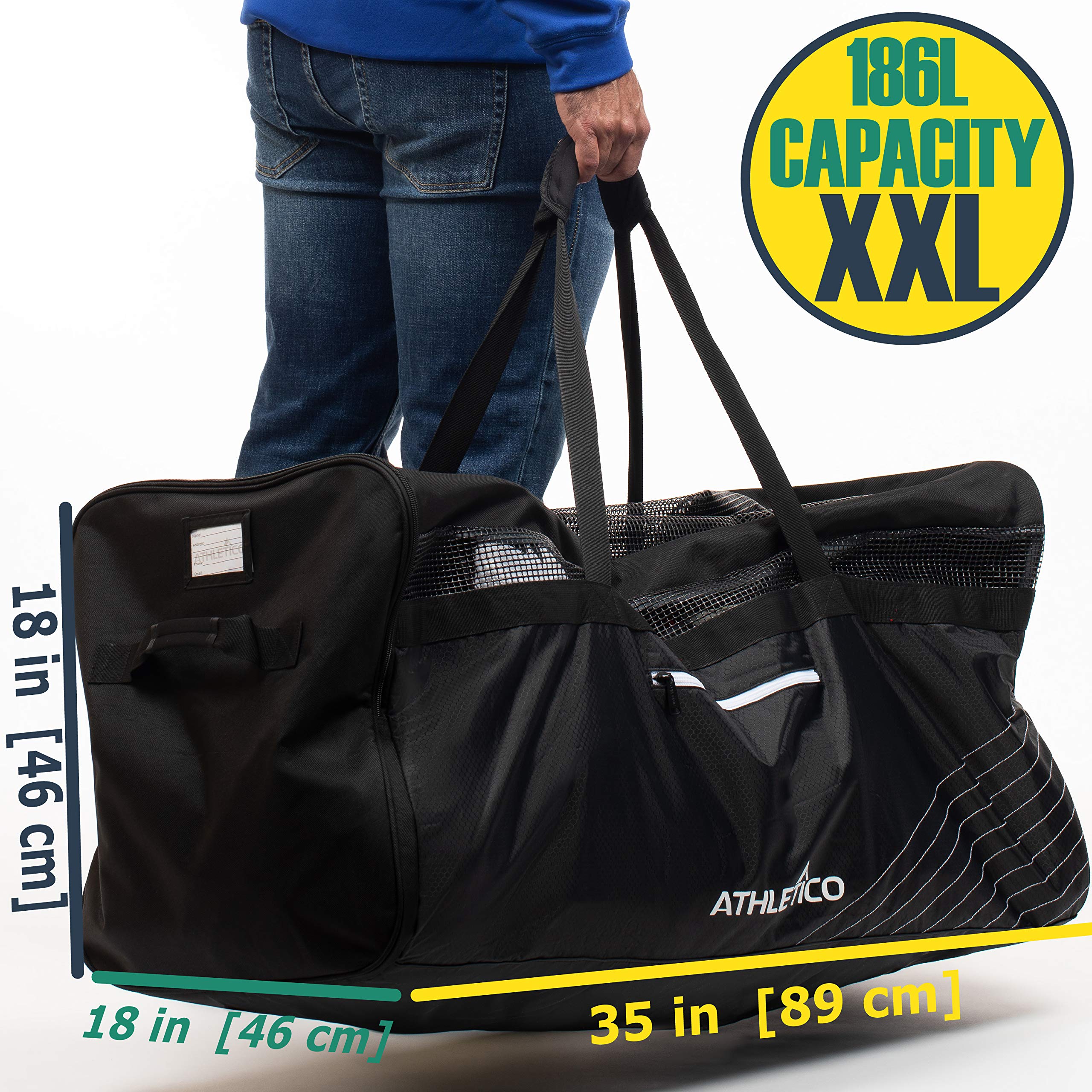 Athletico interior open showing roomy 186L capacity for full kit