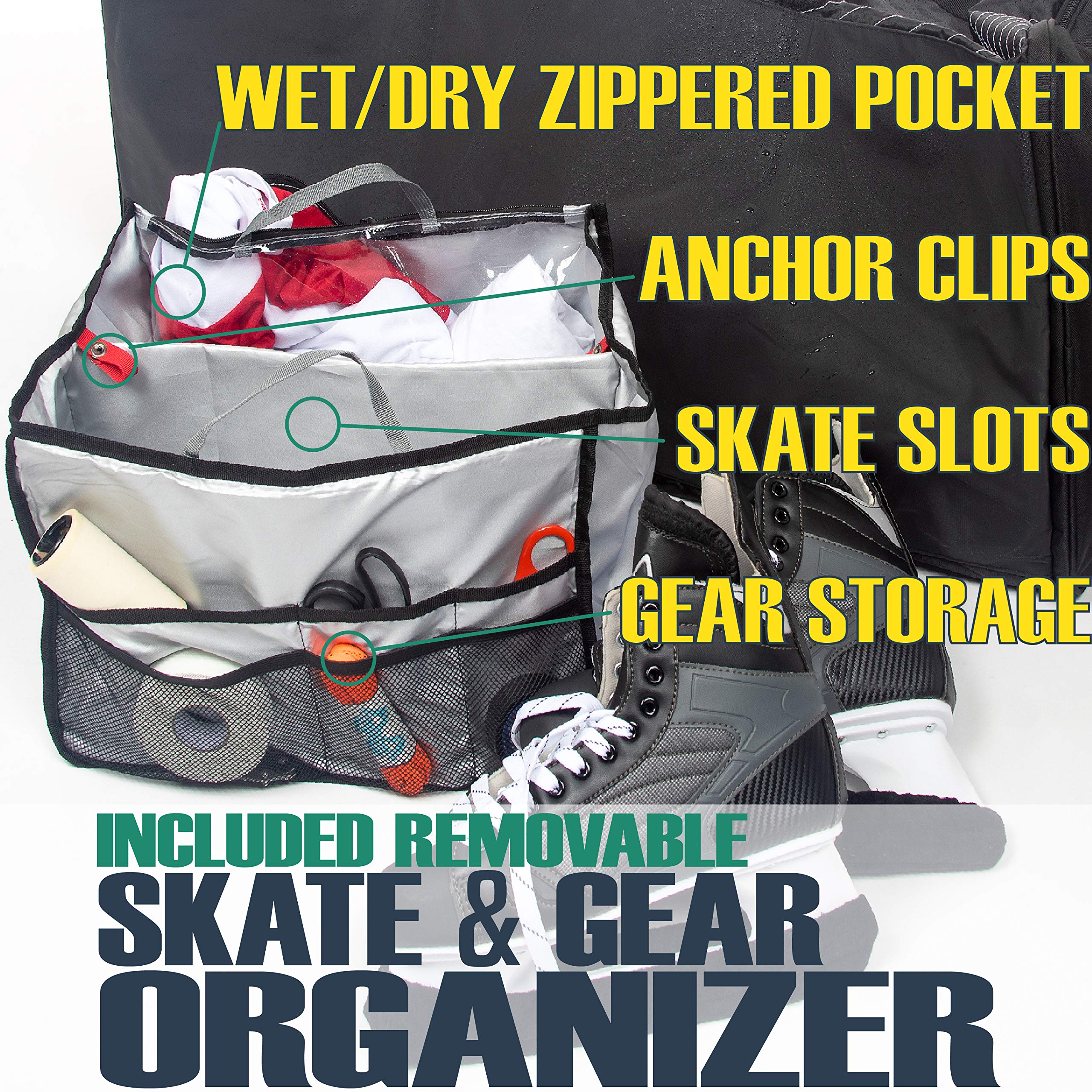 Athletico organizer caddy installed securing skates and separating gear