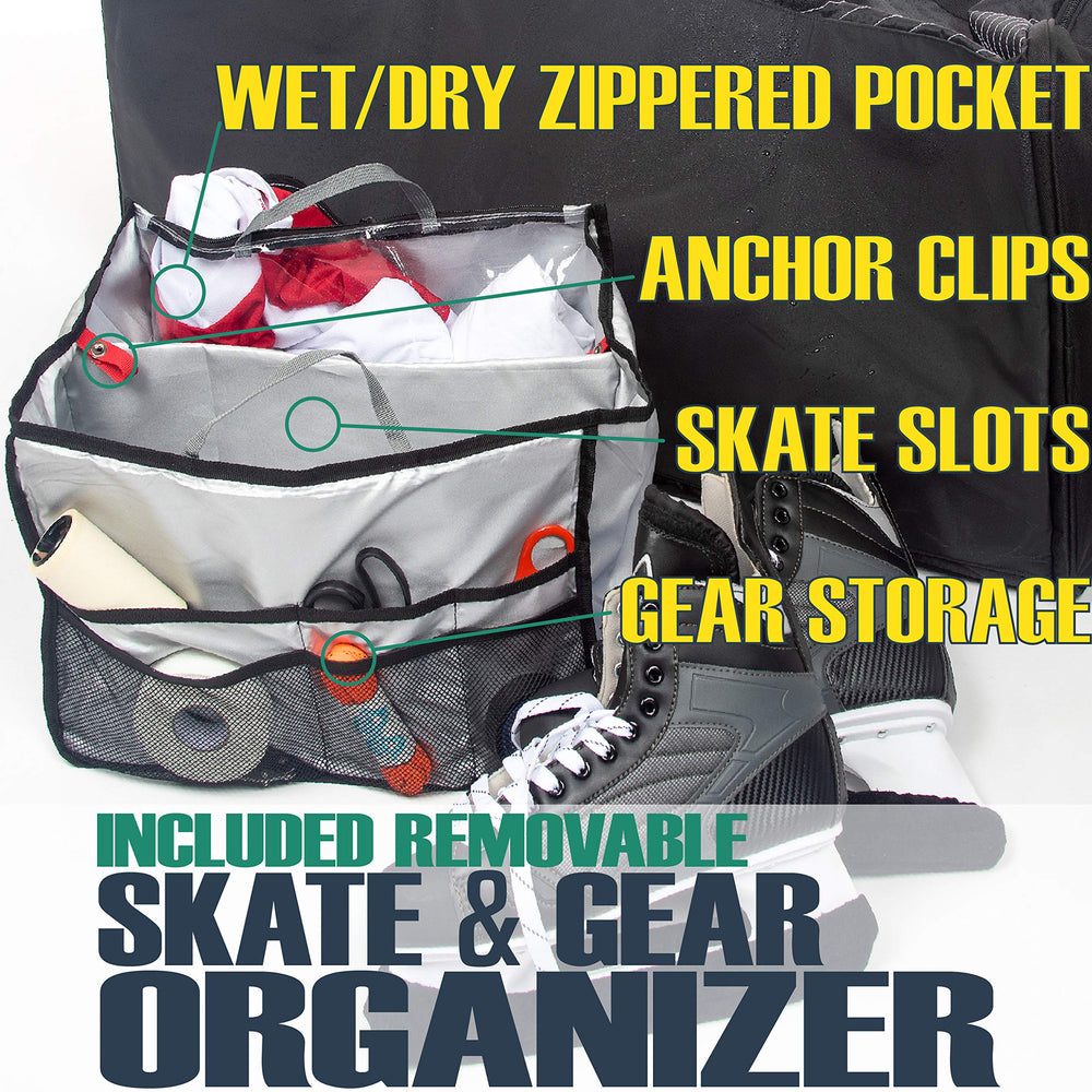 Athletico organizer caddy installed securing skates and separating gear