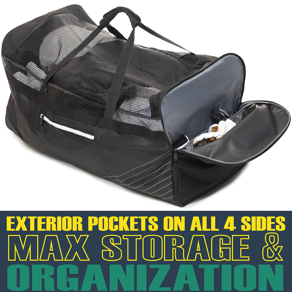Athletico side exterior pocket holding water bottle and small gear