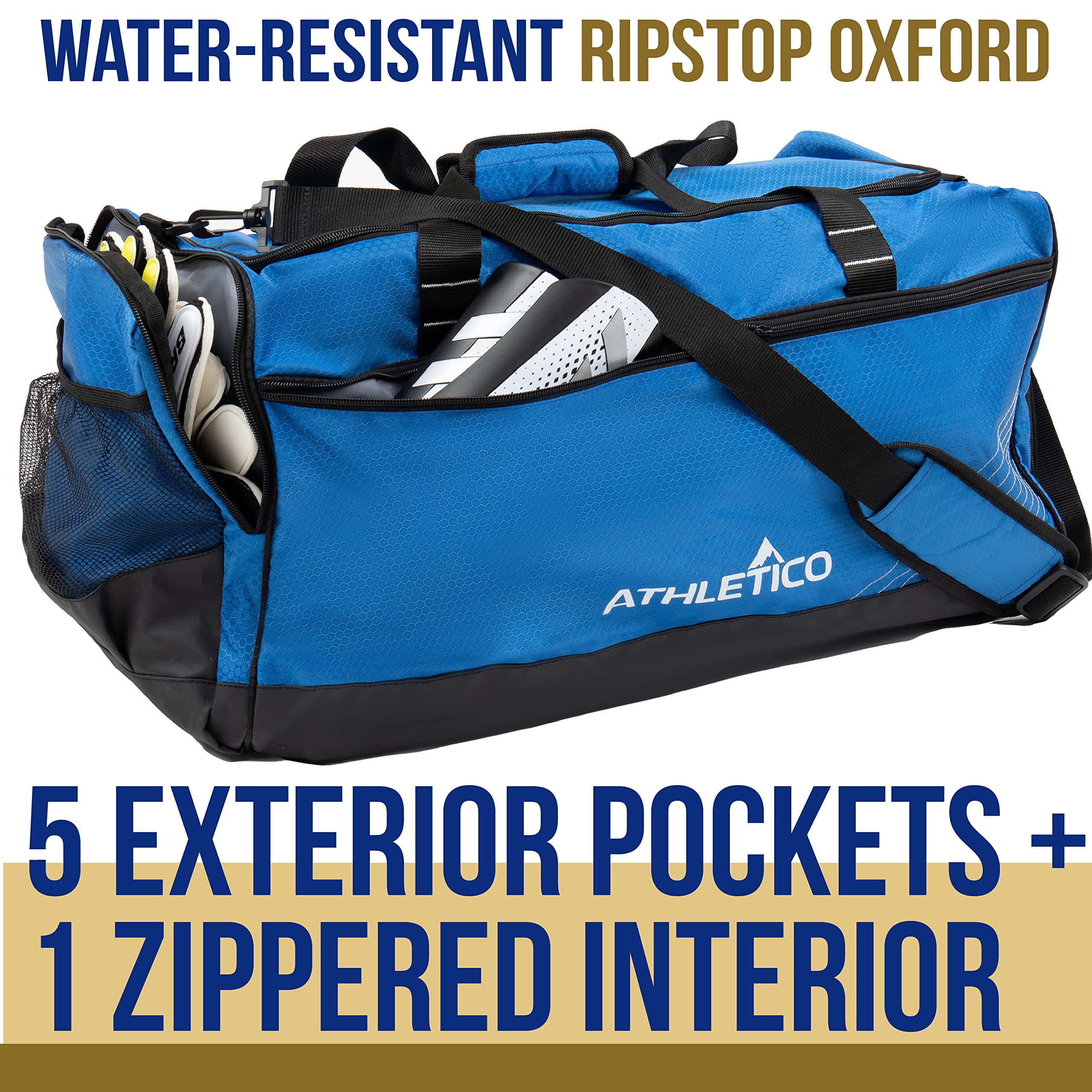 Athletico main compartment loaded with ball, clothes, and gear for easy packing