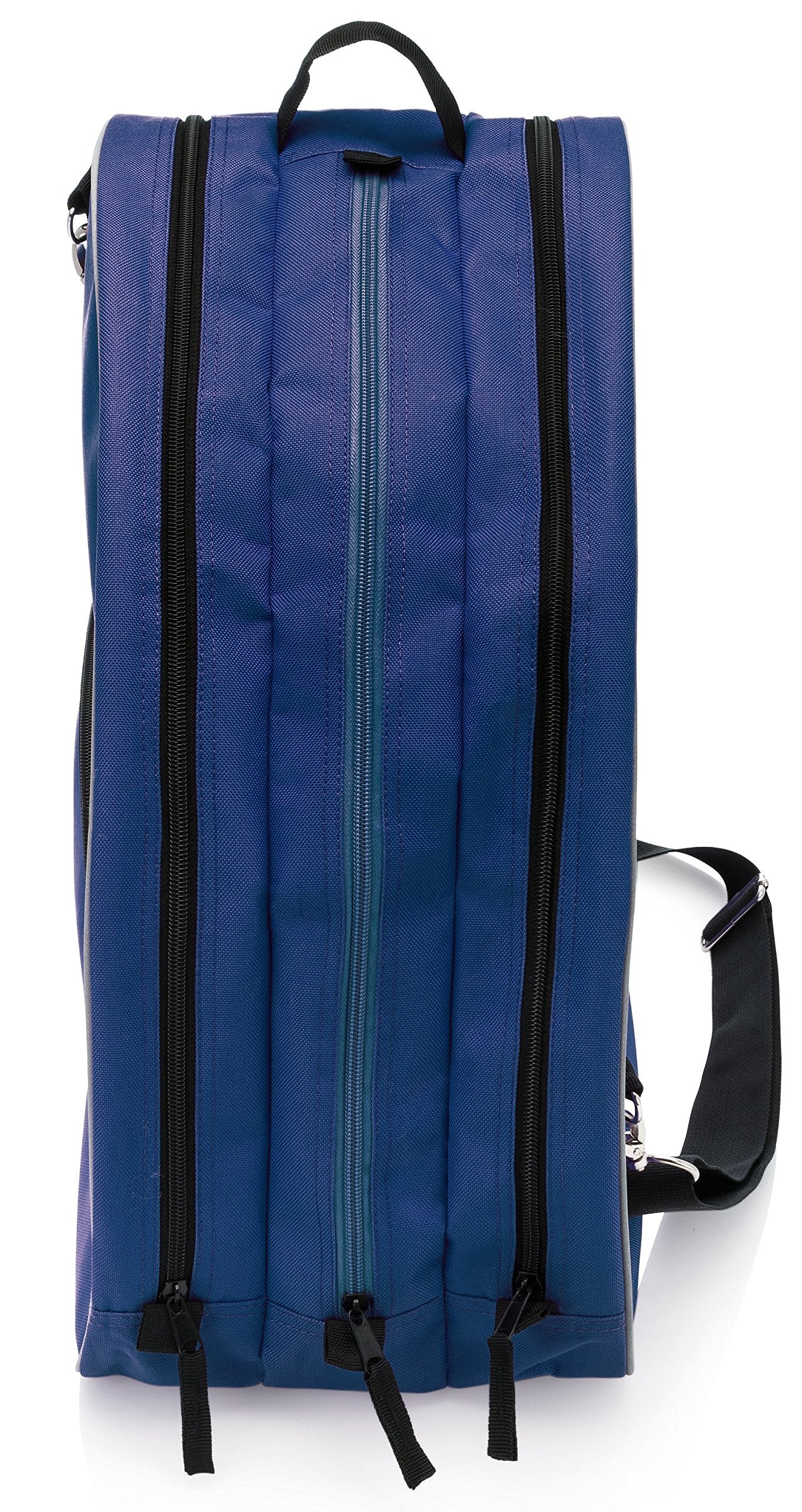 Athletico bag beside a rink bench with gear stacked benefit: ready-to-go transportability