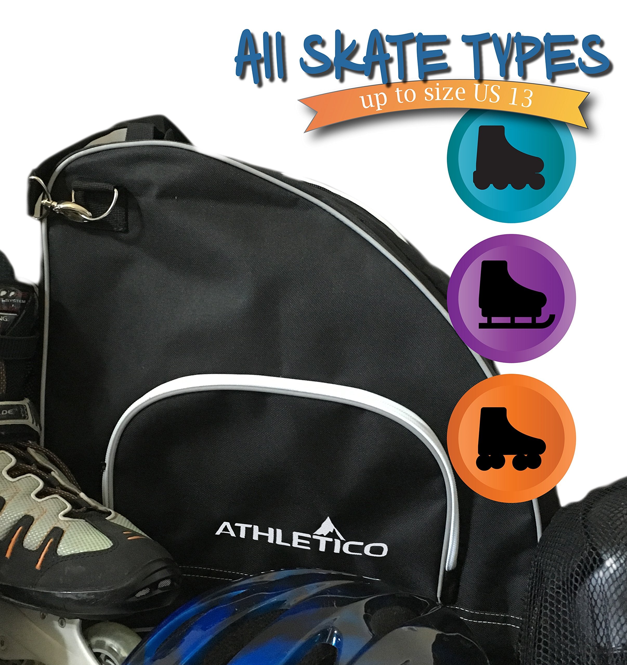 Athletico close-up of detachable strap and metal hardware benefit: sturdy comfortable carry