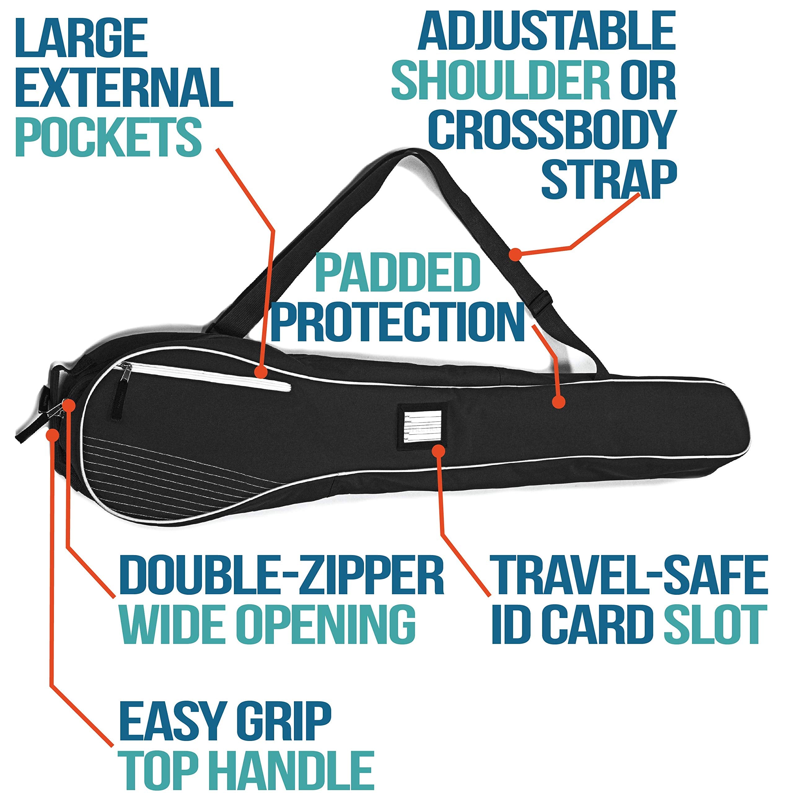 Athletico stick bag front pocket open displaying goggles and mouthguard storage