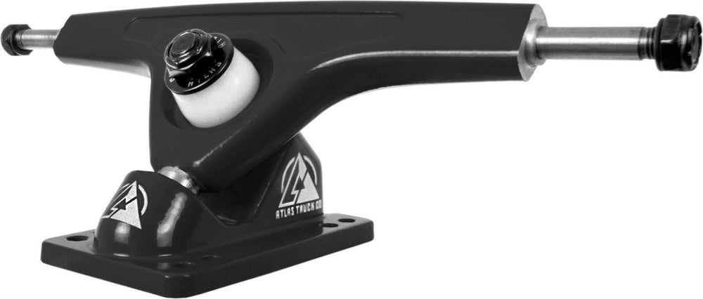 Atlas Truck Co front view of 180mm black trucks showing sleek profile and lightweight benefit
