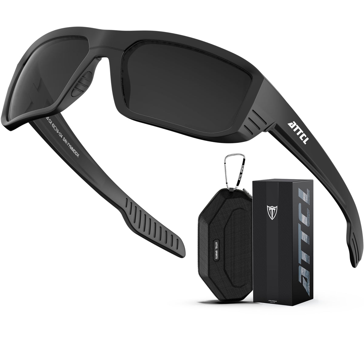 ATTCL front profile wraparound sunglasses showing full coverage and sporty look