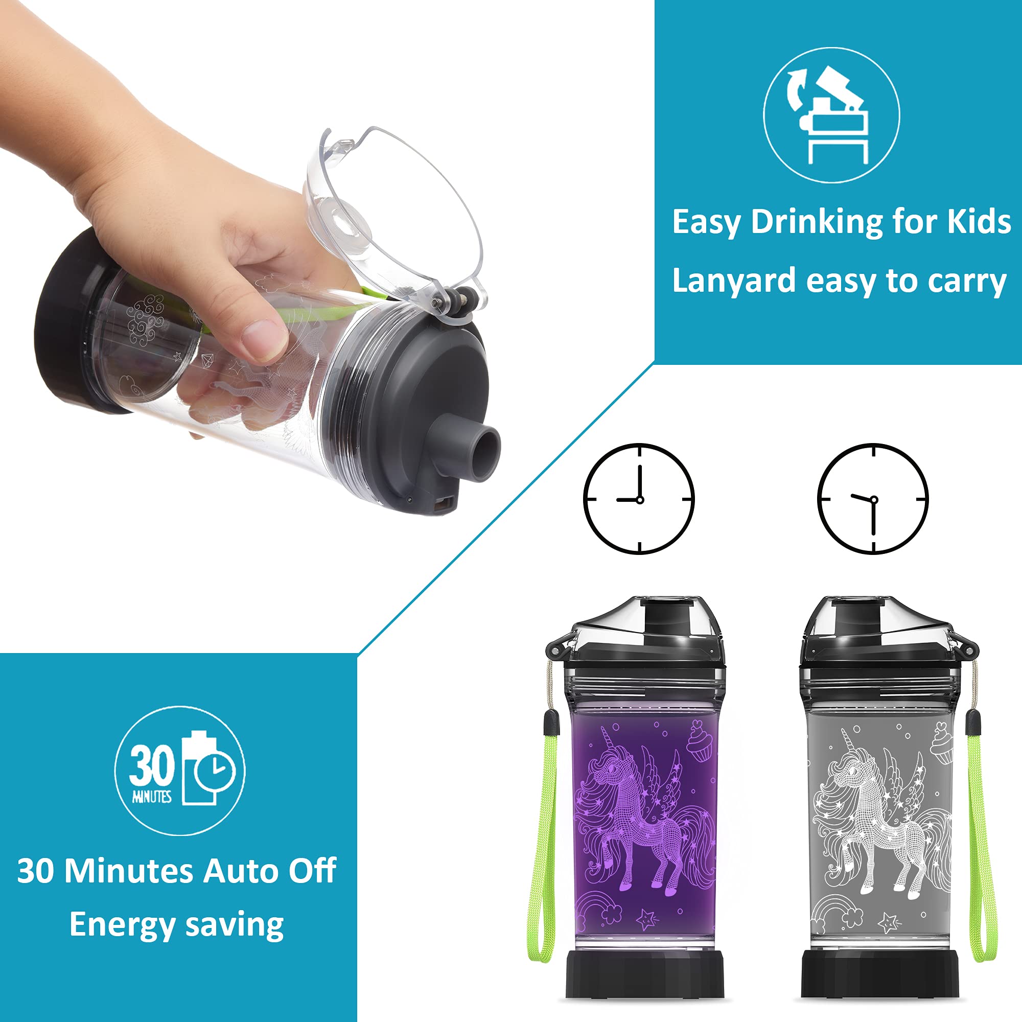 Attivolife unicorn wide mouth with ice cubes showing easy filling and cleaning convenience