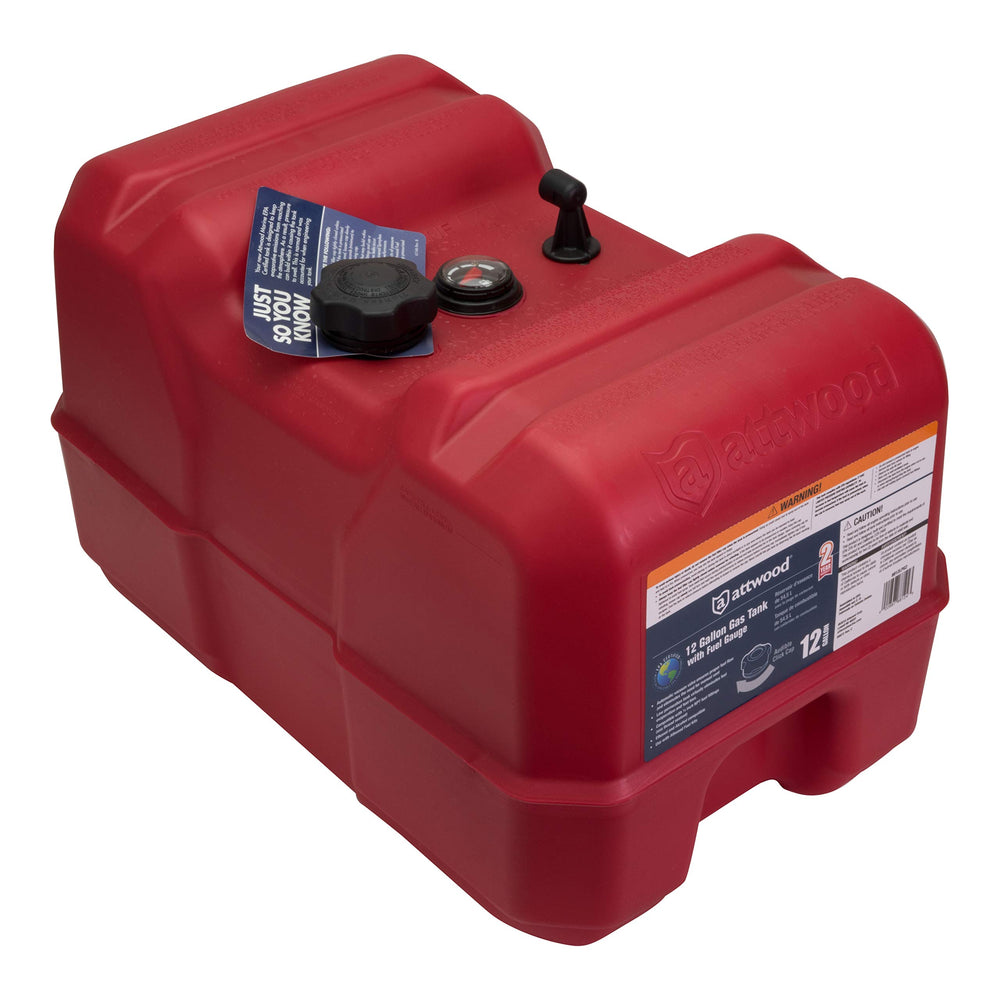 attwood 12-gallon front view showing tank shape and handle for easy transport