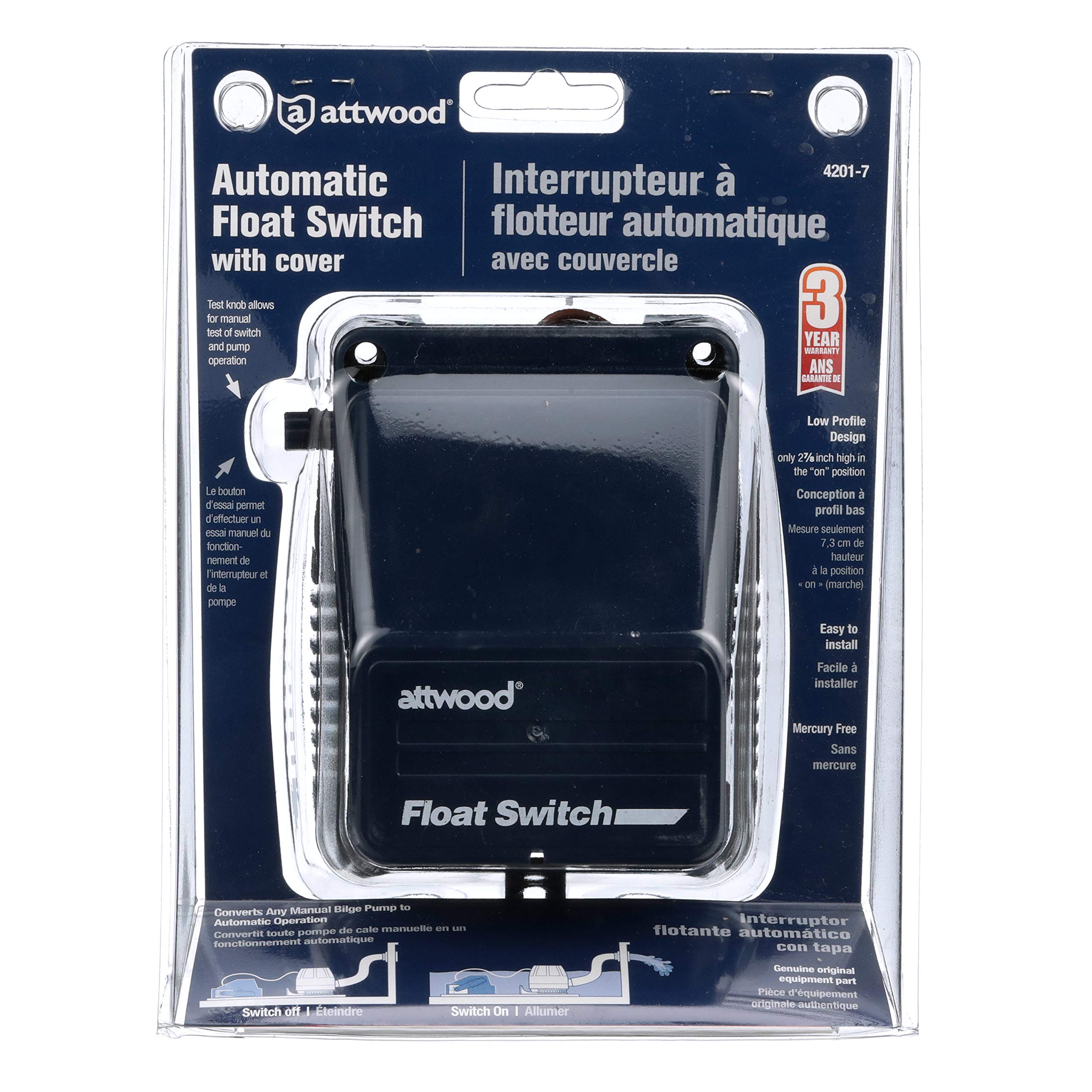 attwood float switch installed in bilge illustrating automated pump control