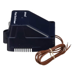 attwood float switch next to ruler to show 5¼ by 3⅞ by 2⅞ inches size