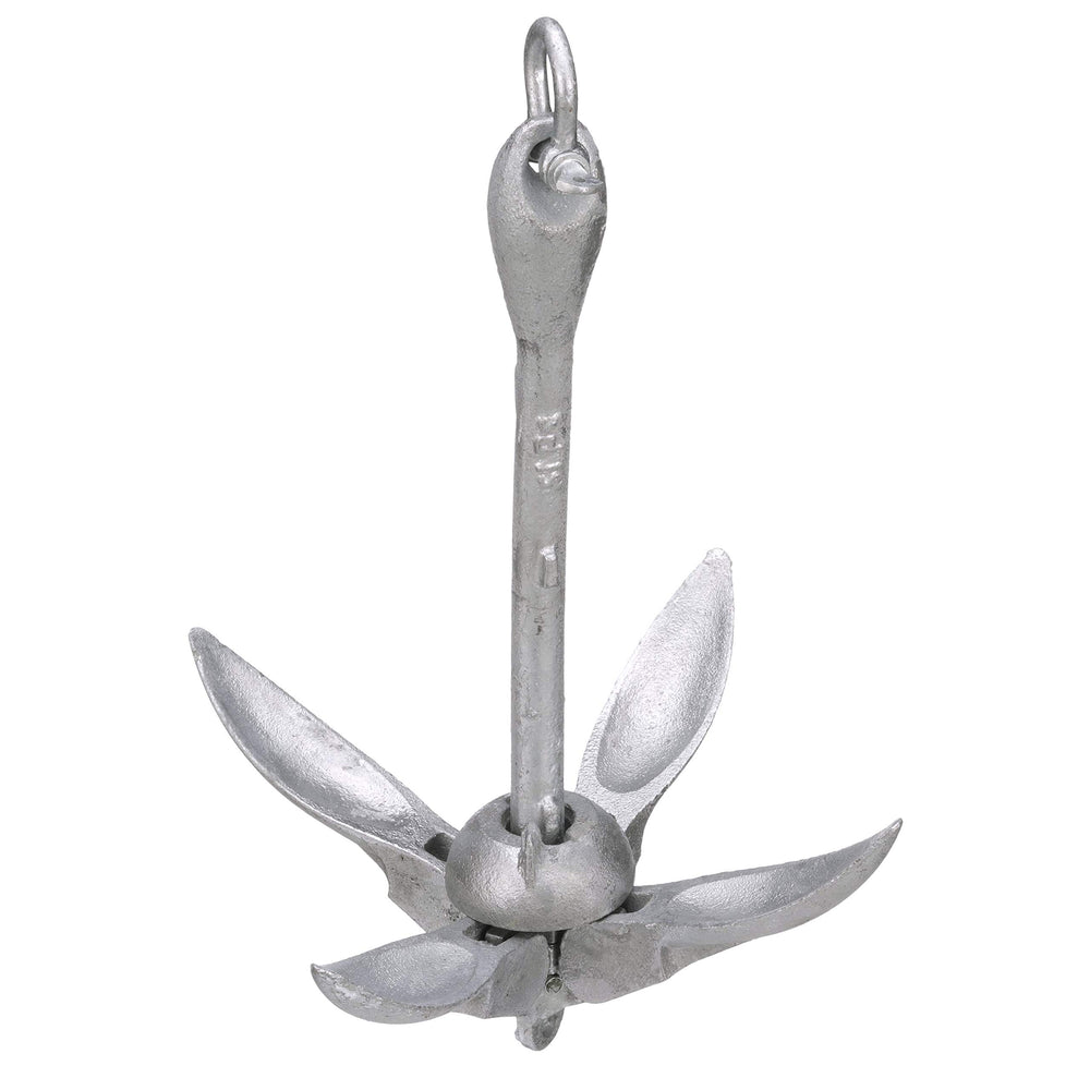attwood front view of galvanized grapnel anchor showing compact design and durability