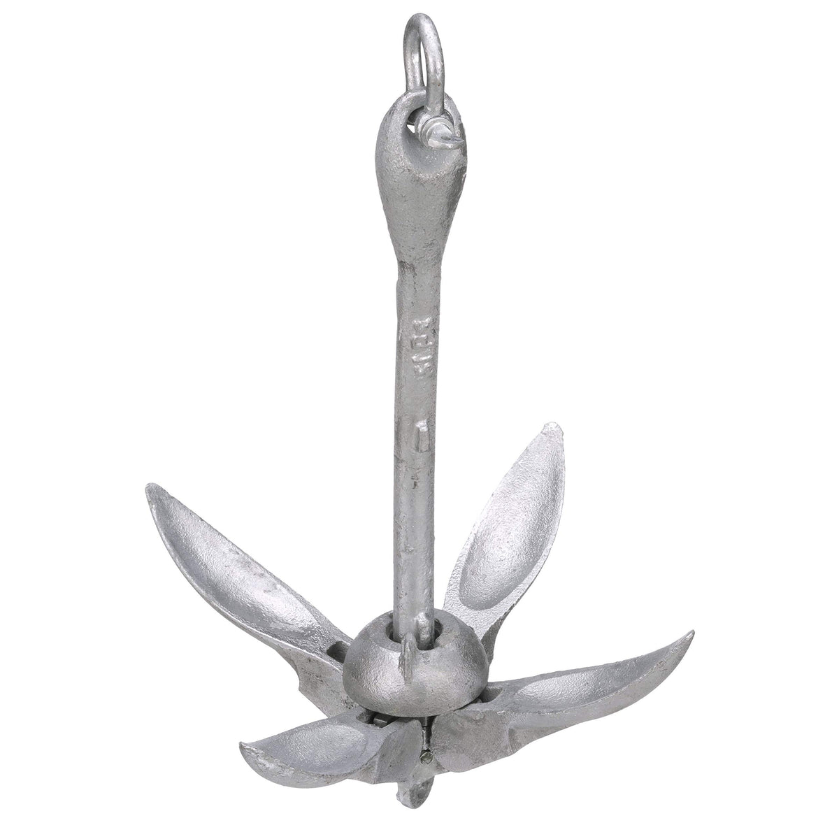 attwood front view of galvanized grapnel anchor showing compact design and durability
