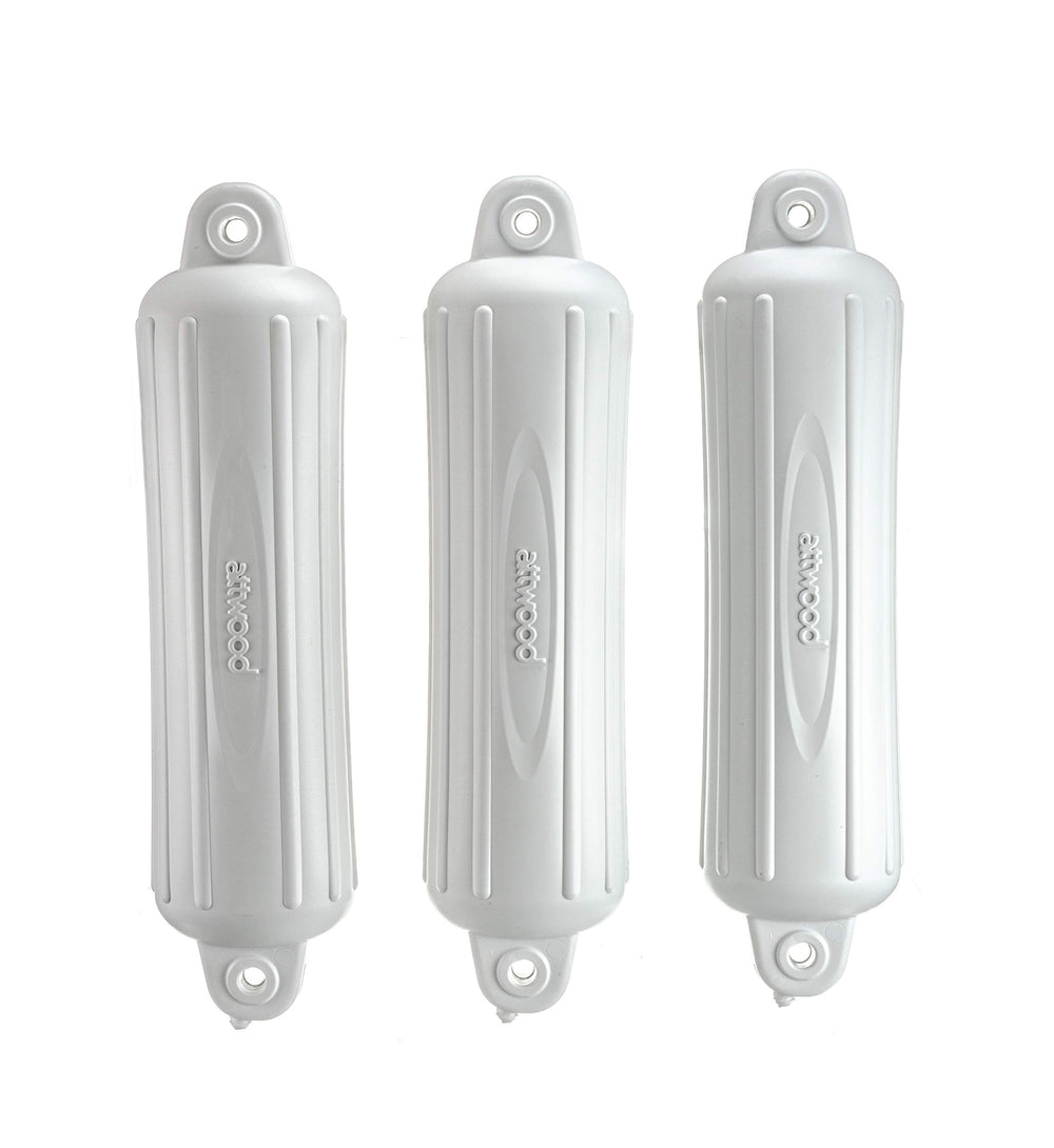 attwood front view package showing three white fenders and clear protection