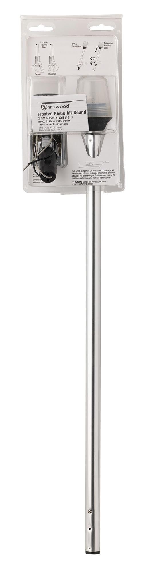 attwood stowaway beside boot measuring tape showing pole length and scale benefit
