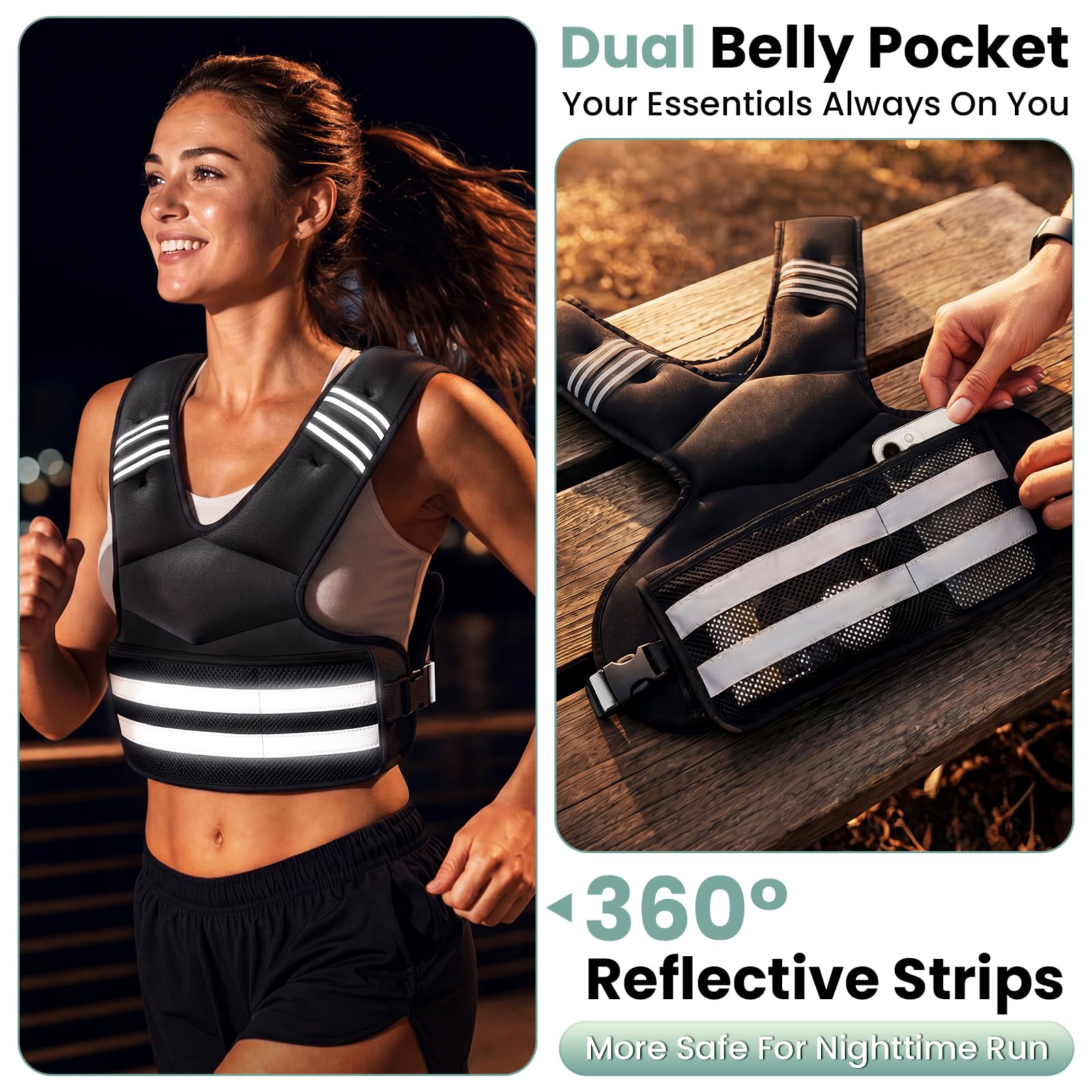 Atybo mesh pocket holding phone and keys to prevent bouncing