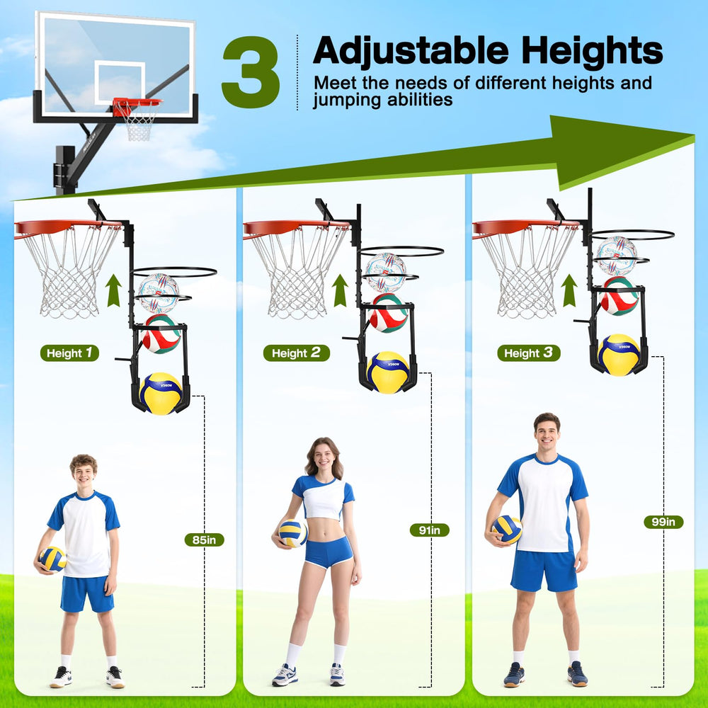AugFir height adjustment settings demonstrating three positions for varied player heights