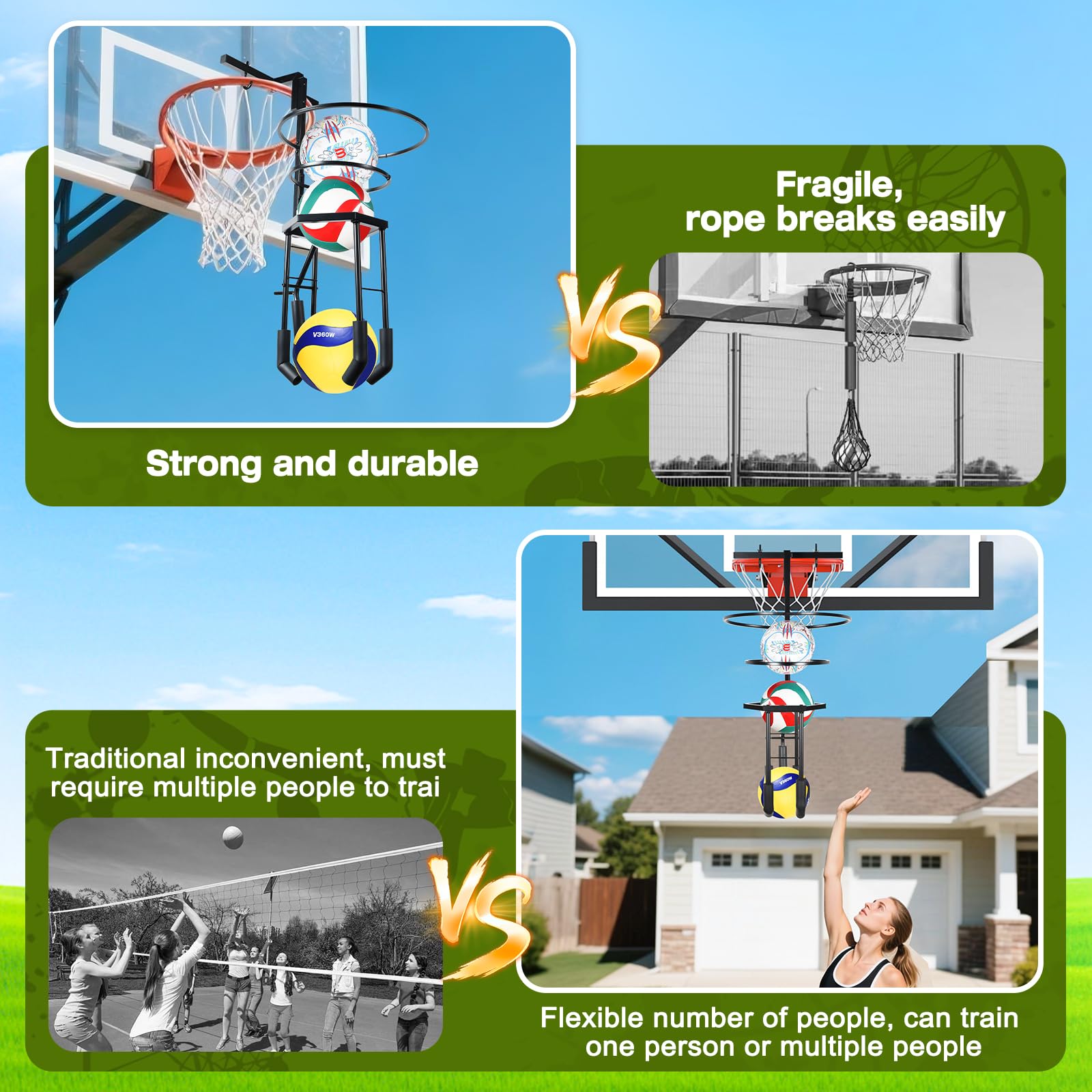 AugFir secure screw mounts showing firm attachment to a basketball hoop for safety