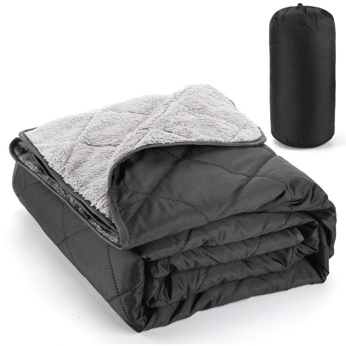 Aulock blanket front view showing full 55x60 size and black color for versatile protection