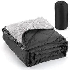 Aulock blanket front view showing full 55x60 size and black color for versatile protection
