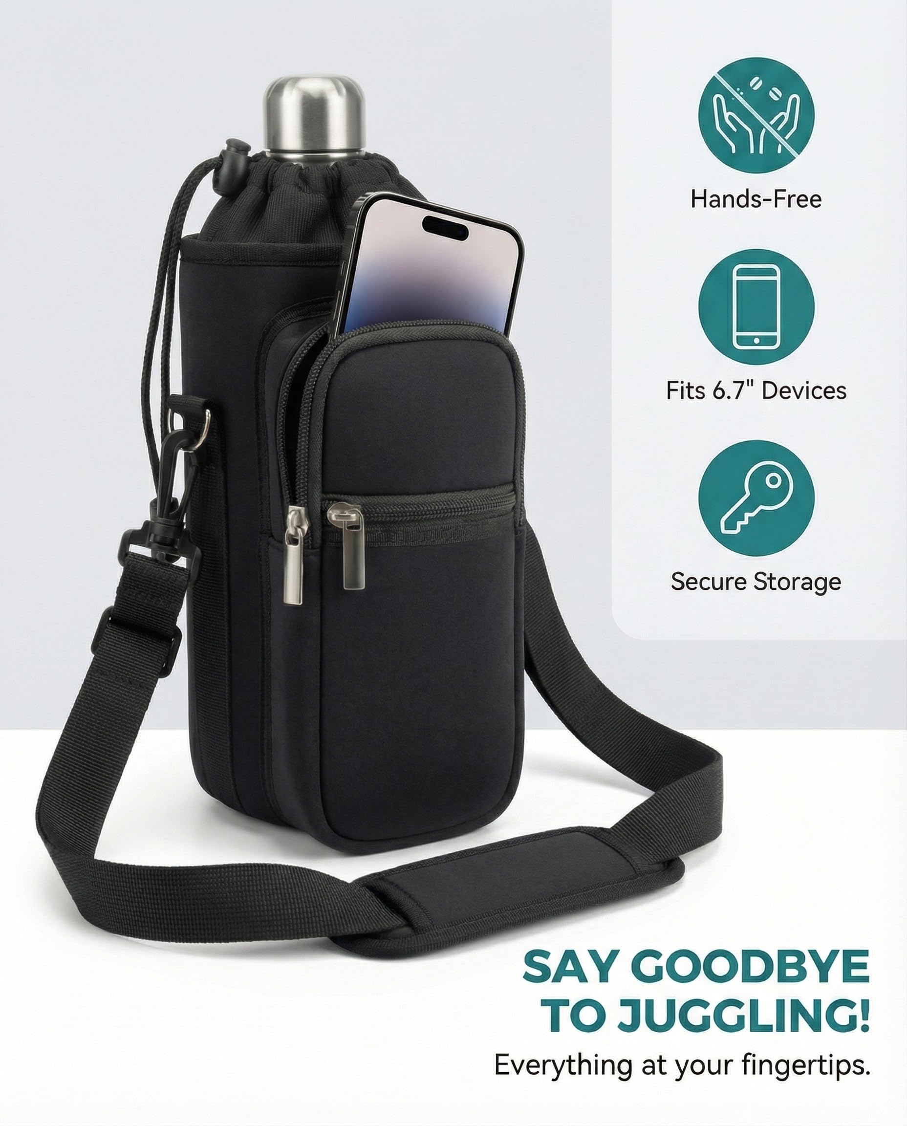 AUPET close-up of side zip pocket holding phone securely