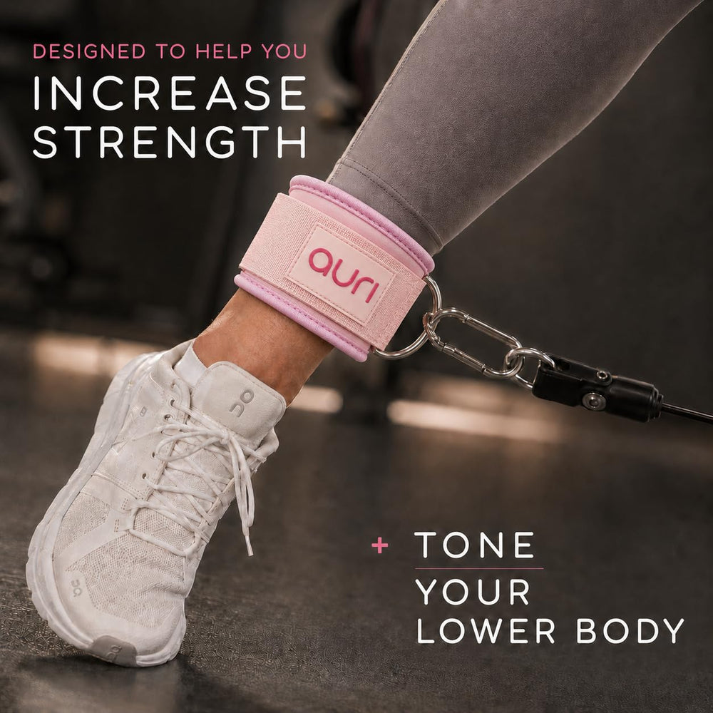 Auri Fit strap worn on ankle for scale and fit clarity, aiding sizing choice