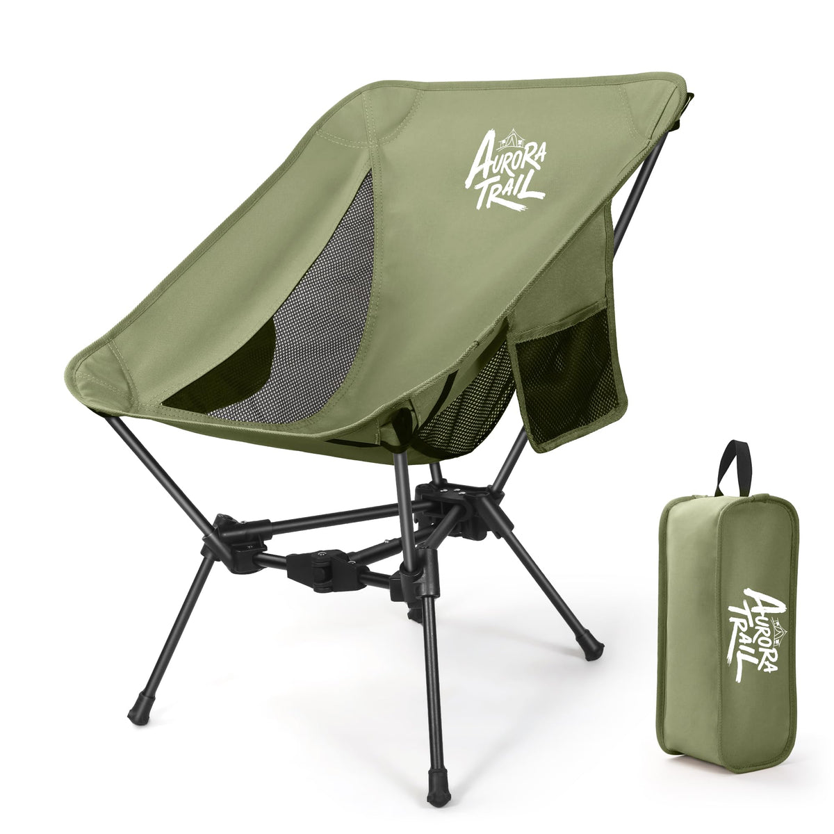 AuroraTrail folded in carry bag showing compact packability and light travel convenience
