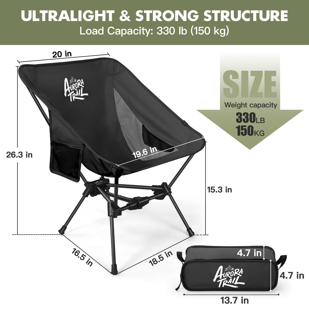AuroraTrail unfolded front view showing stable sitting support