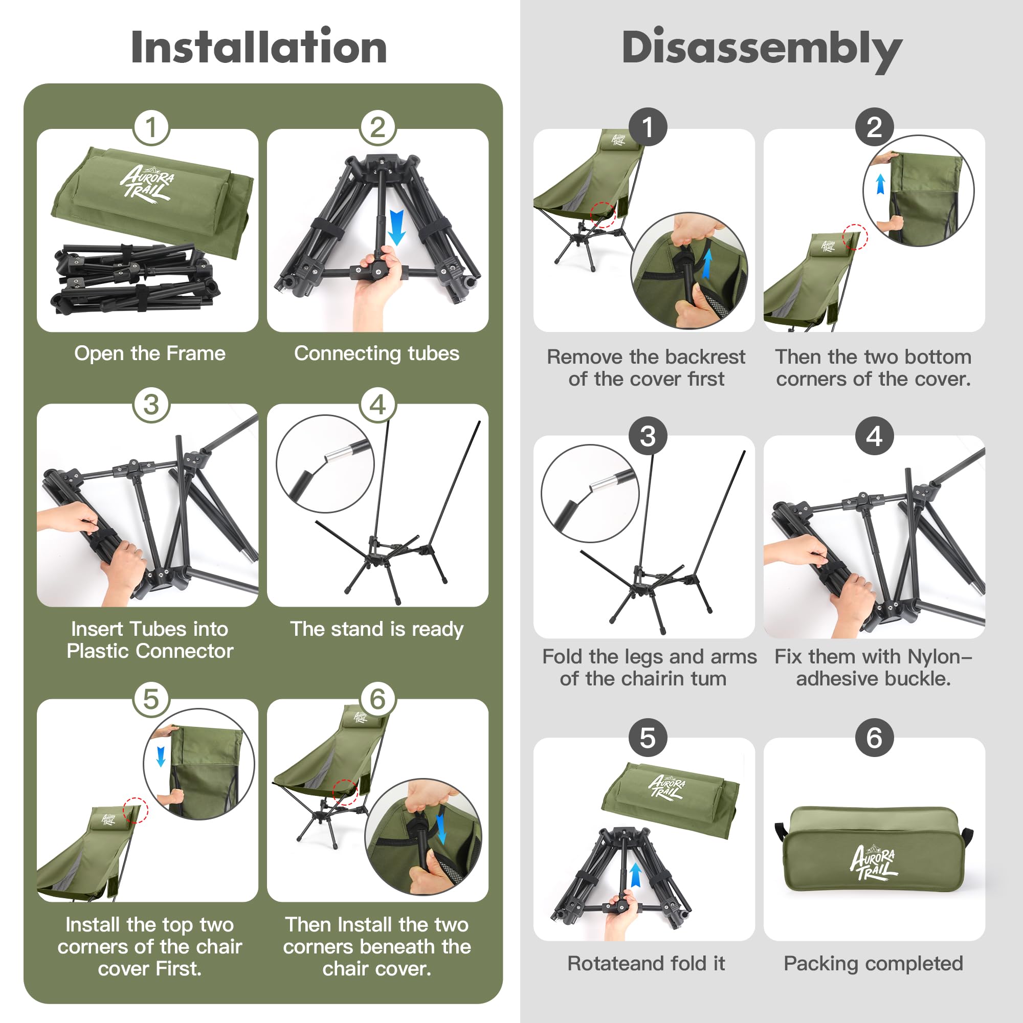 AuroraTrail next to backpack for scale showing compact folded dimensions