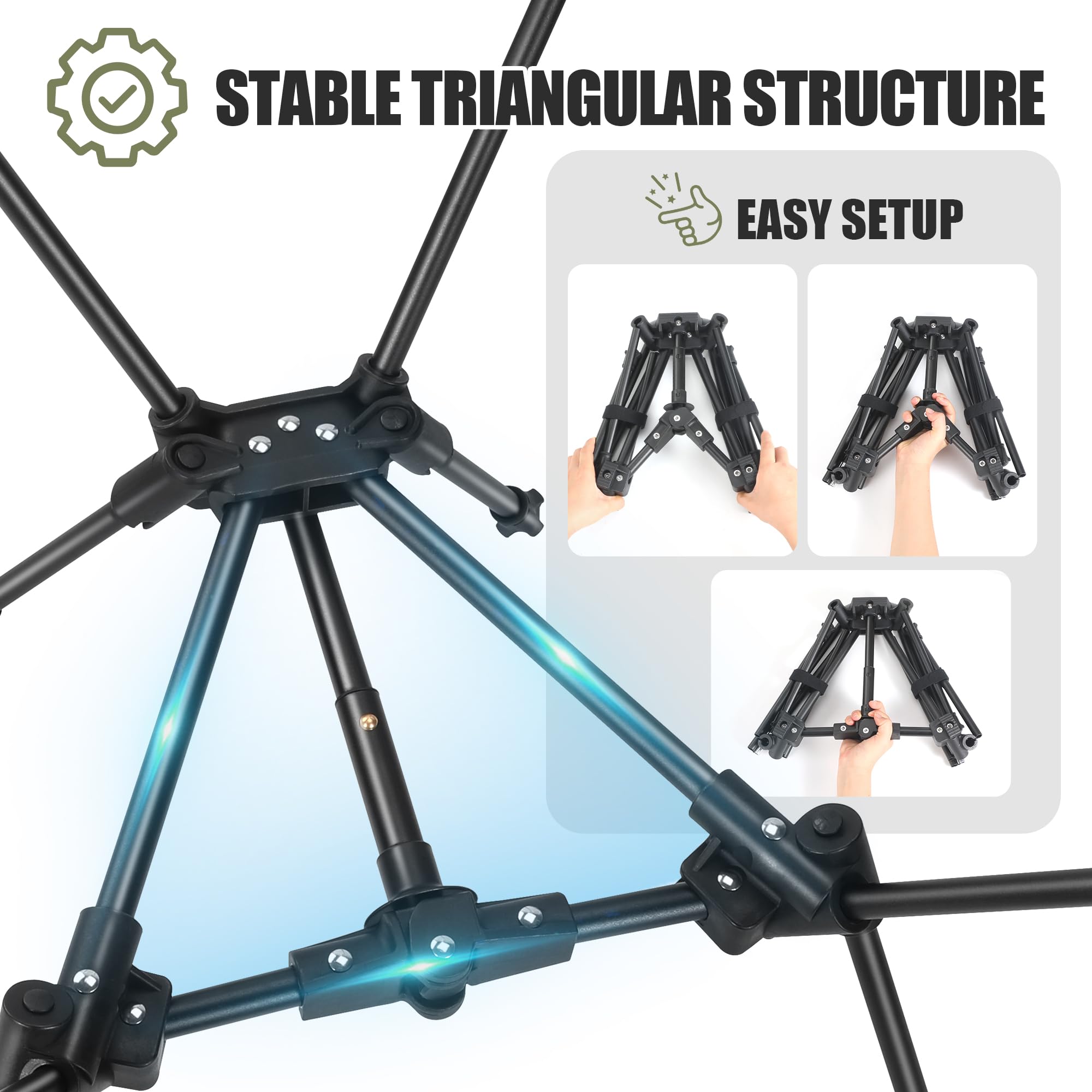 AuroraTrail unfolded camping chair front view, provides stable comfortable seat