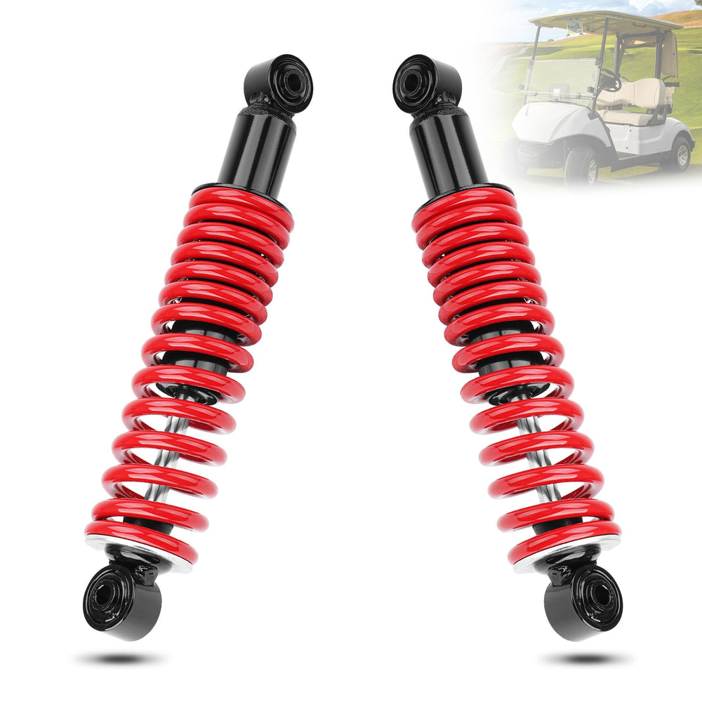 AUTOBABA rear shock front view showing red finish and mounting points for easy replacement