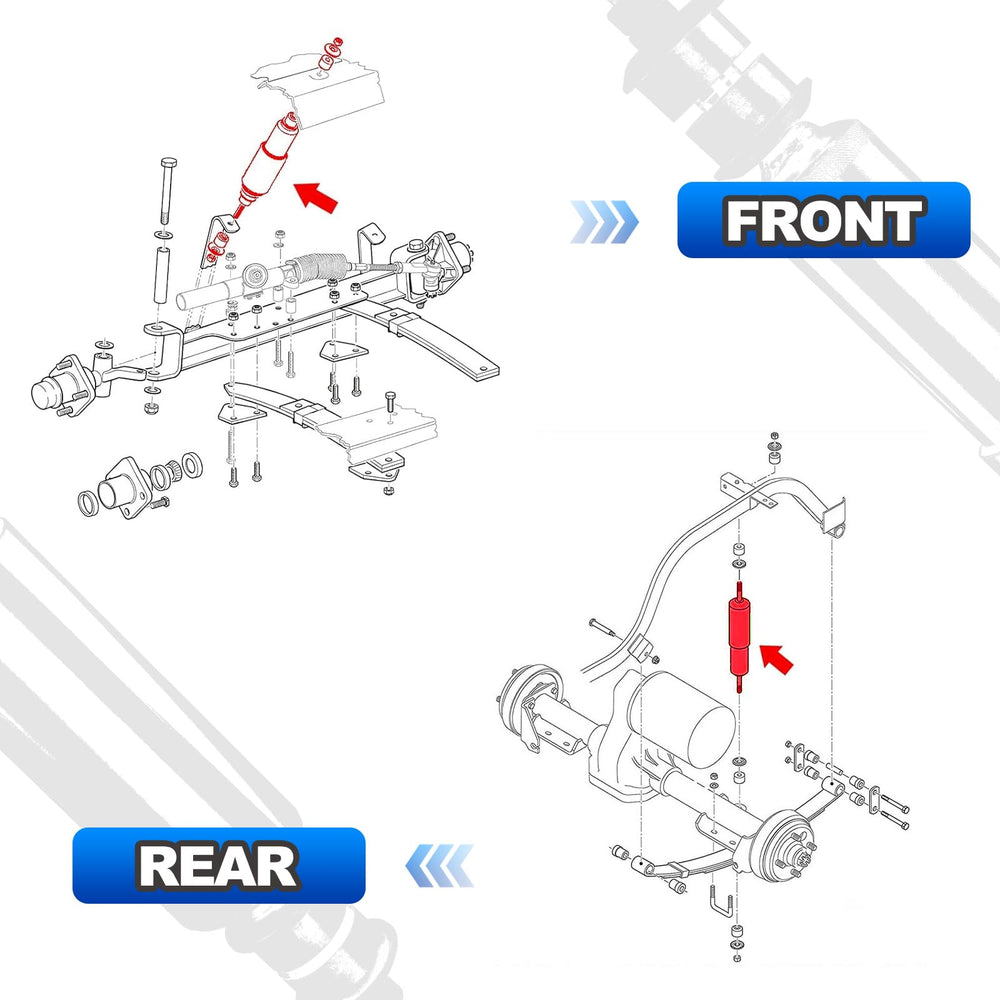 AUTOBABA rear shock installed on EZGO TXT rear axle enhancing load handling