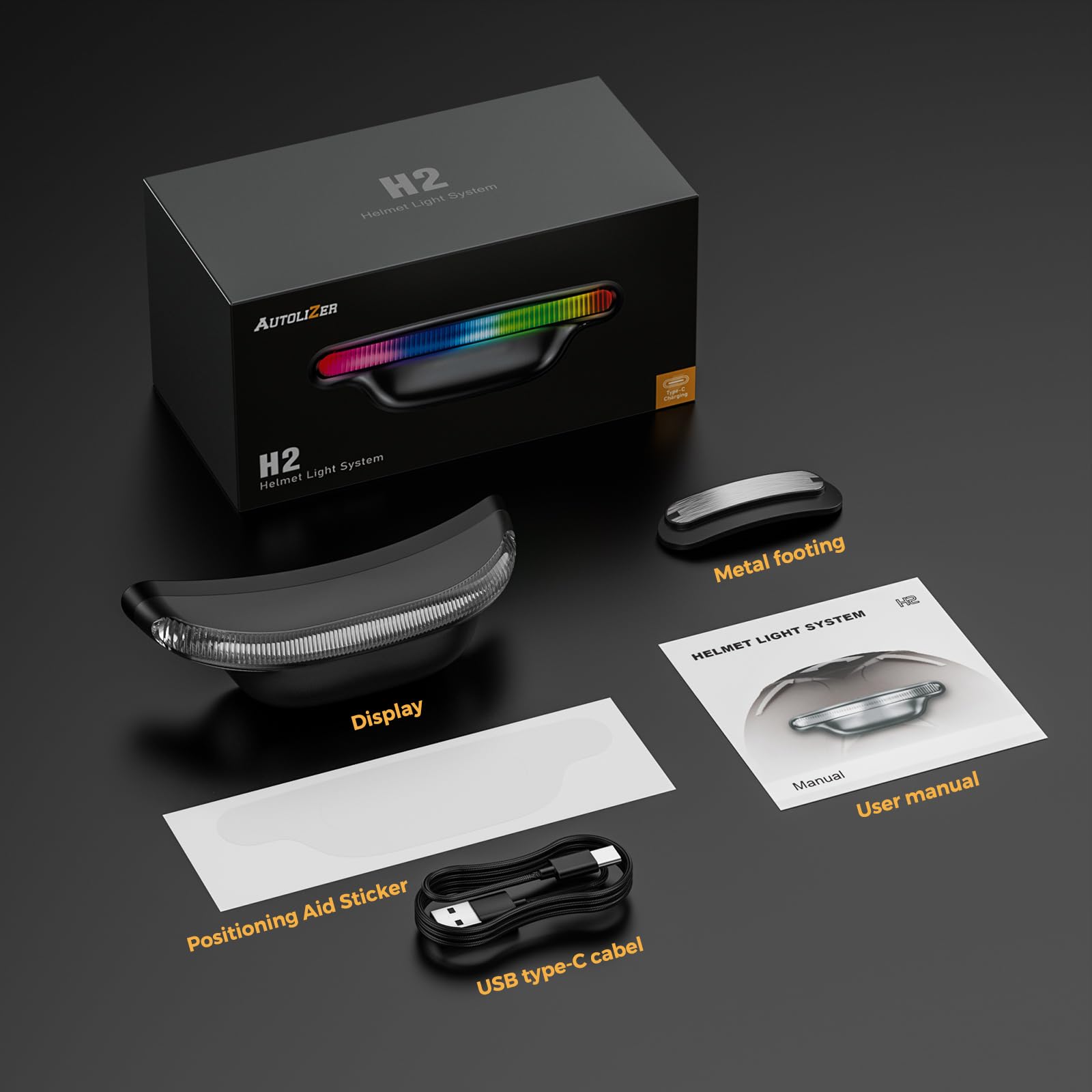 Autolizer H2 packaging and contents showing included USB‑C and adhesive