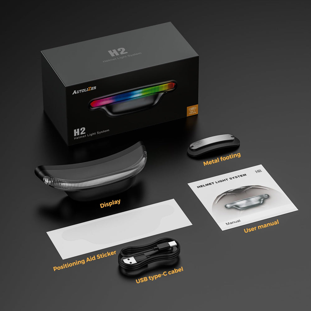 Autolizer H2 packaging and contents showing included USB‑C and adhesive