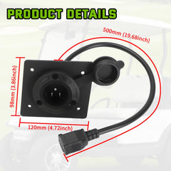 AUTOVIC close-up of 120V inlet and cover, weather protection