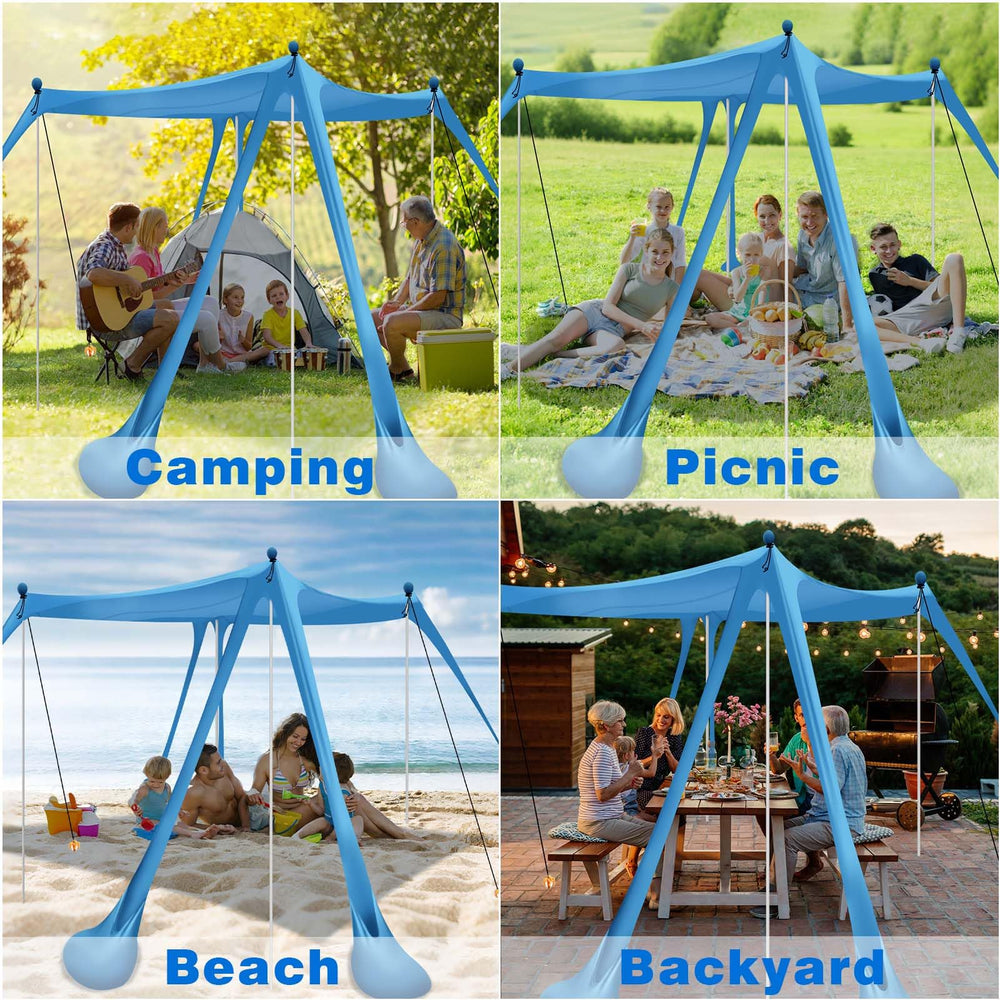 AUTSTA canopy on beach showing family shade and outdoor relaxation