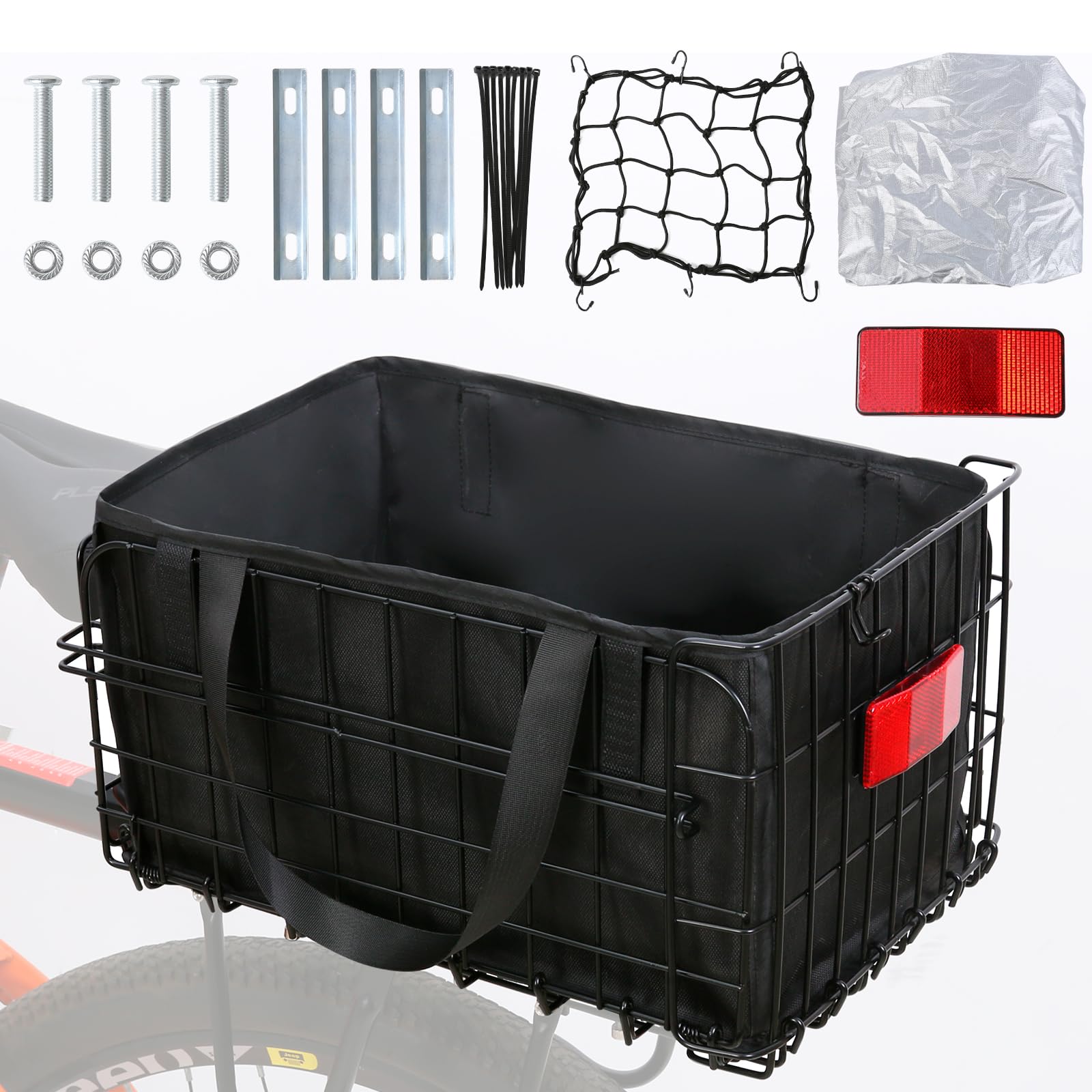 Auwey front view of rear basket showing large capacity benefit