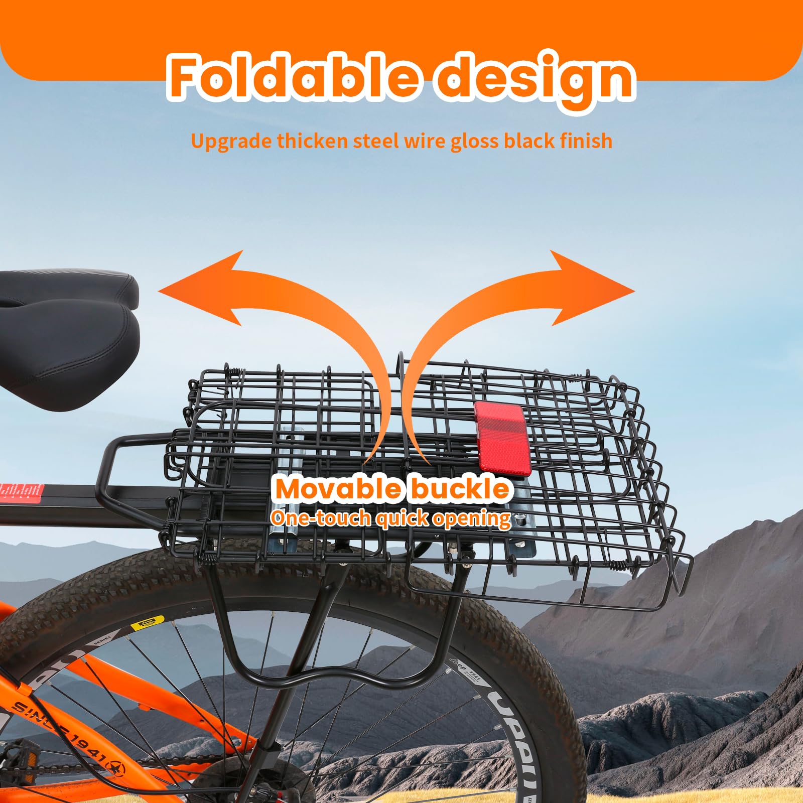 Auwey basket mounted on e-bike demonstrating stable rear cargo benefit