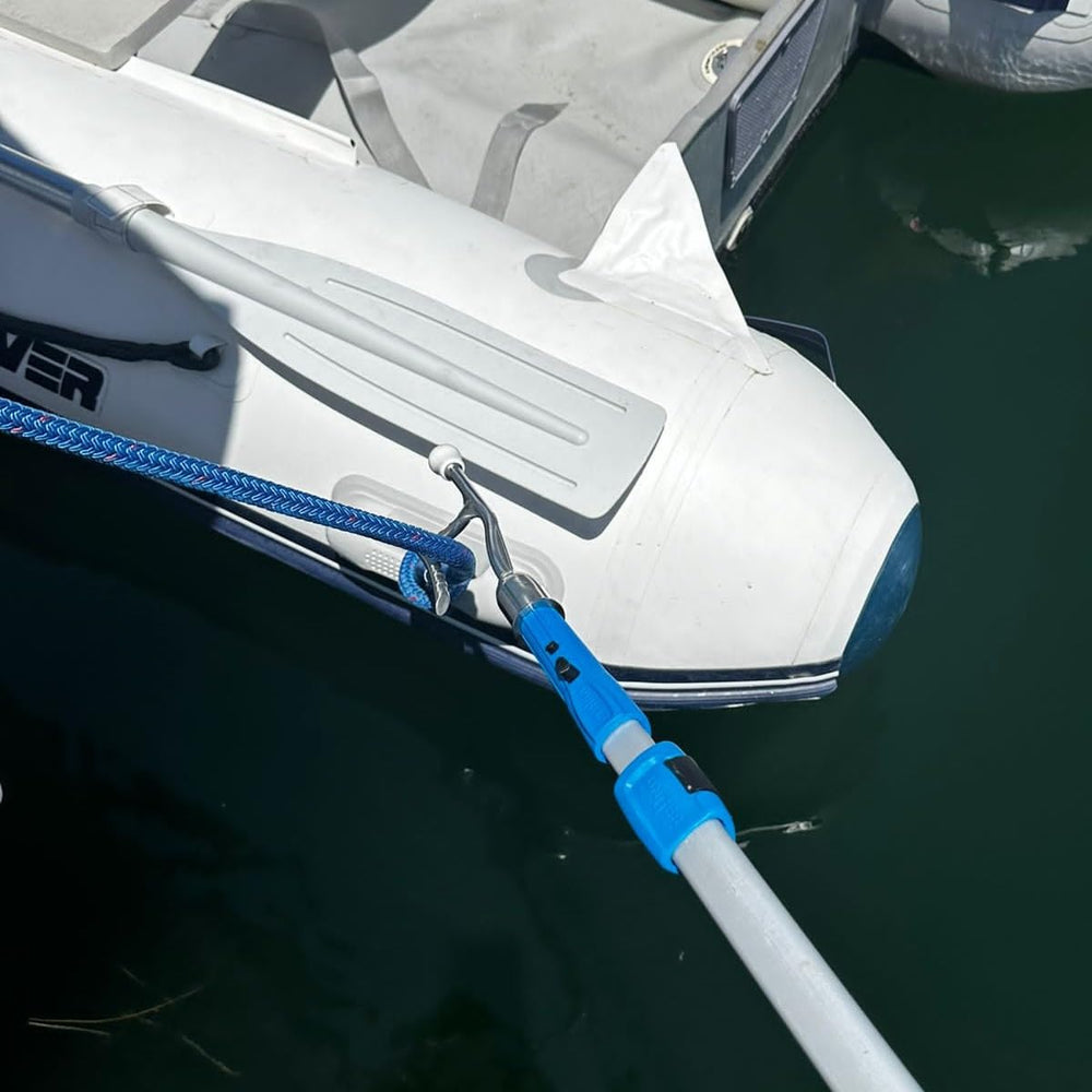 Avibo hook in use docking a boat holding a fender securely