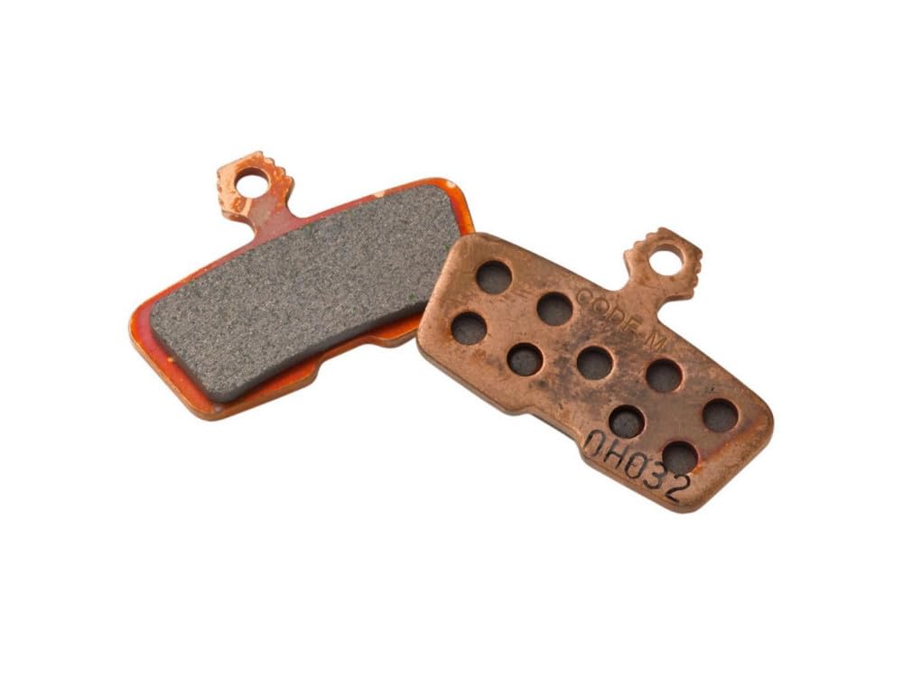 Avid disc brake pads front view showing steel-backed sintered pad for durable braking