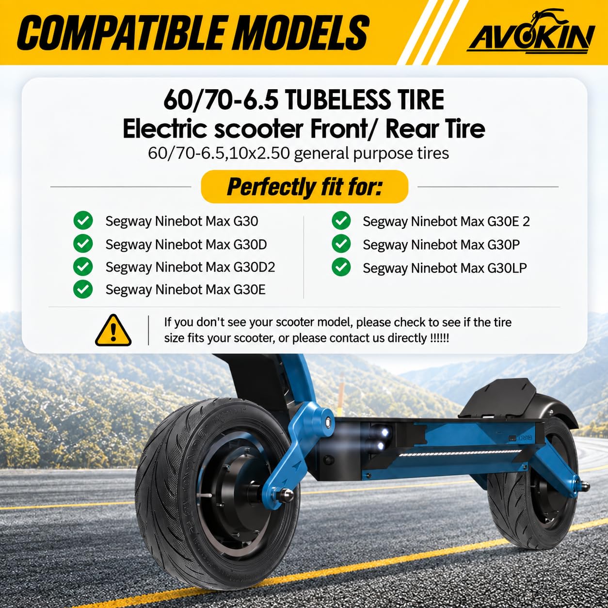 AVOKIN sidewall markings visible for size verification and durability