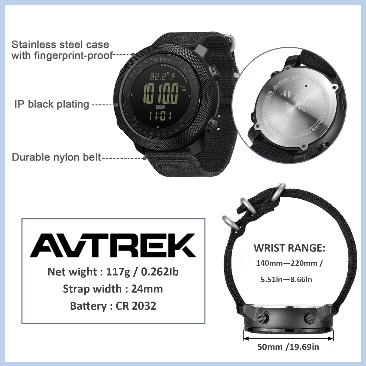 AVTREK worn on wrist for size and scale comparison aiding purchase decisions