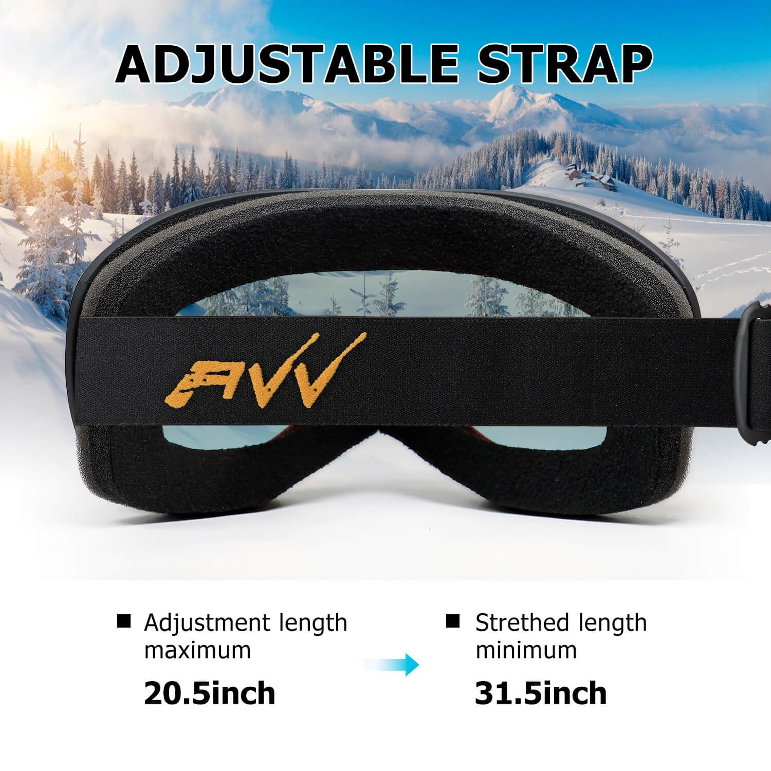 AVV hand holding goggles near helmet showing size and lightweight benefit